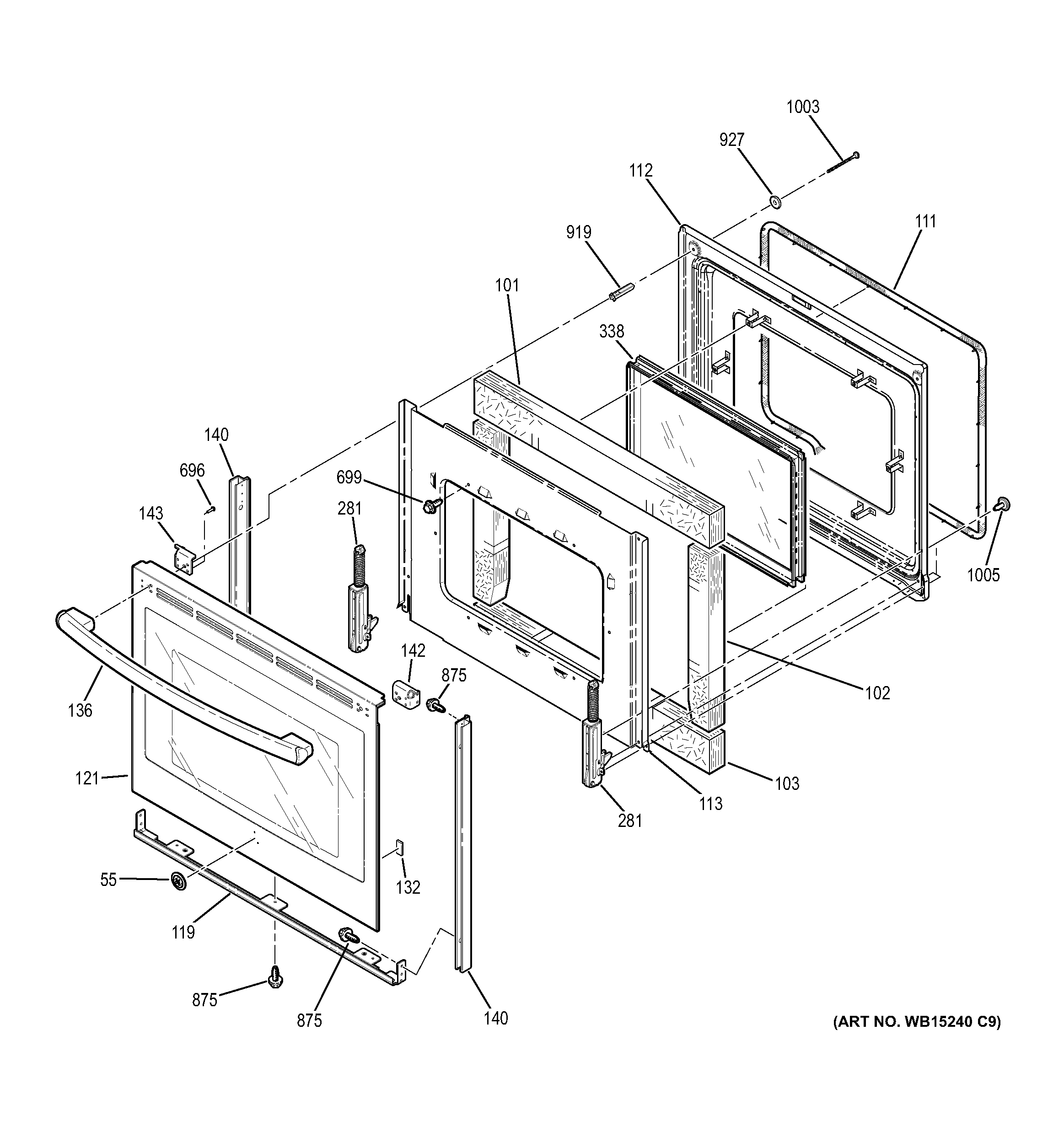 GE JB650EF5ES door diagram