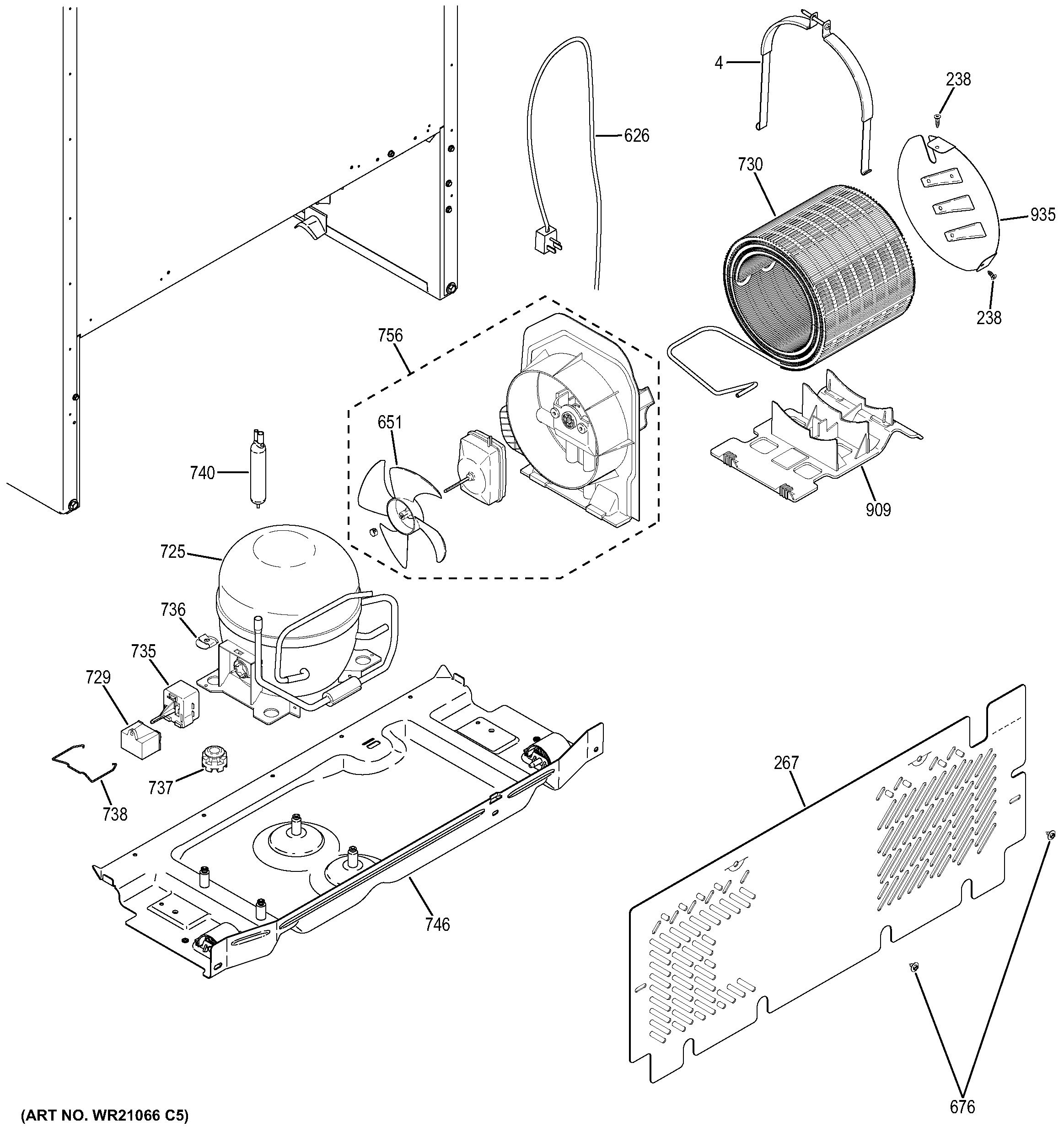 GE GTE18LGHERBB machine compartment diagram