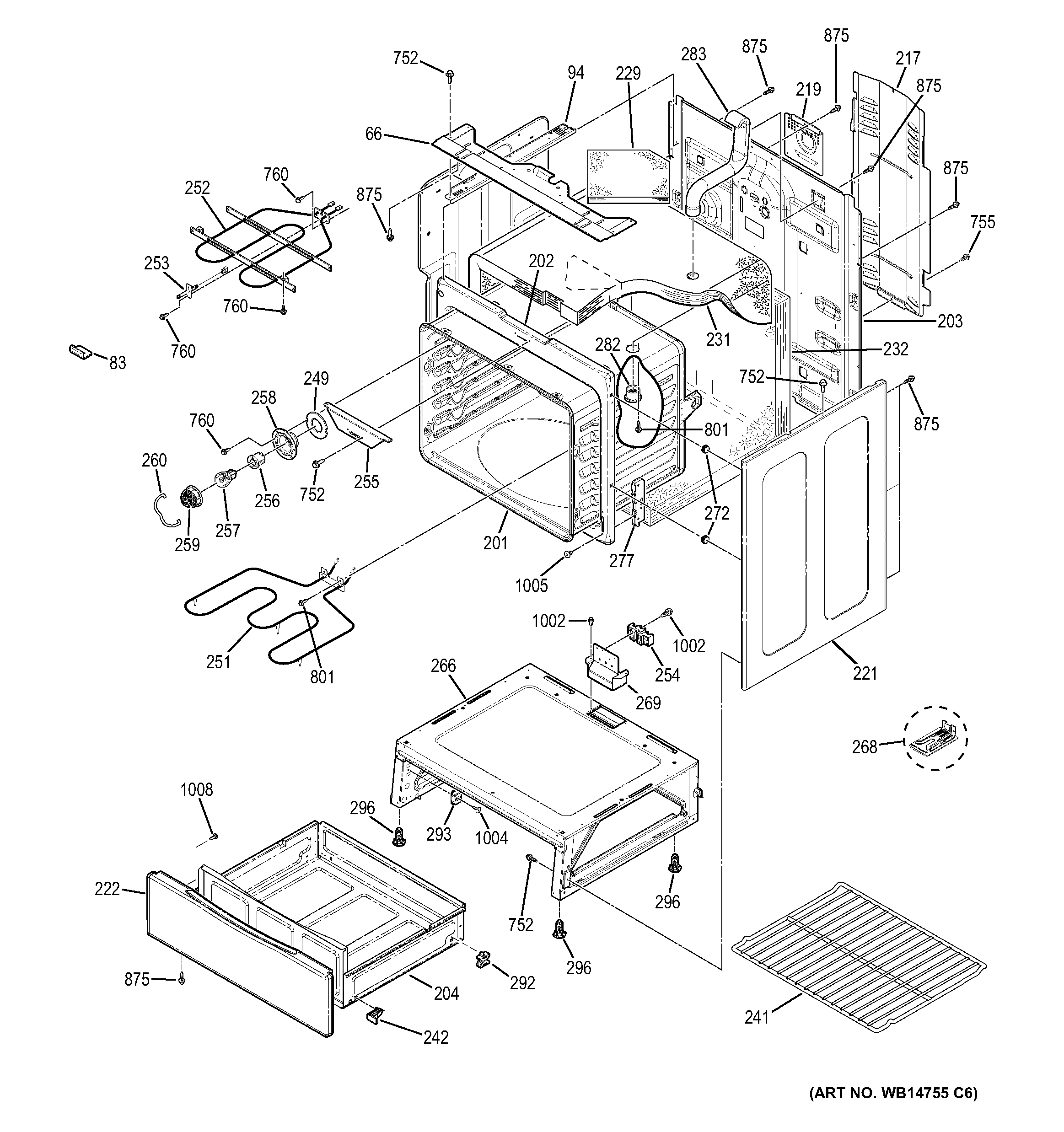 GE JB640SF6SS body parts diagram