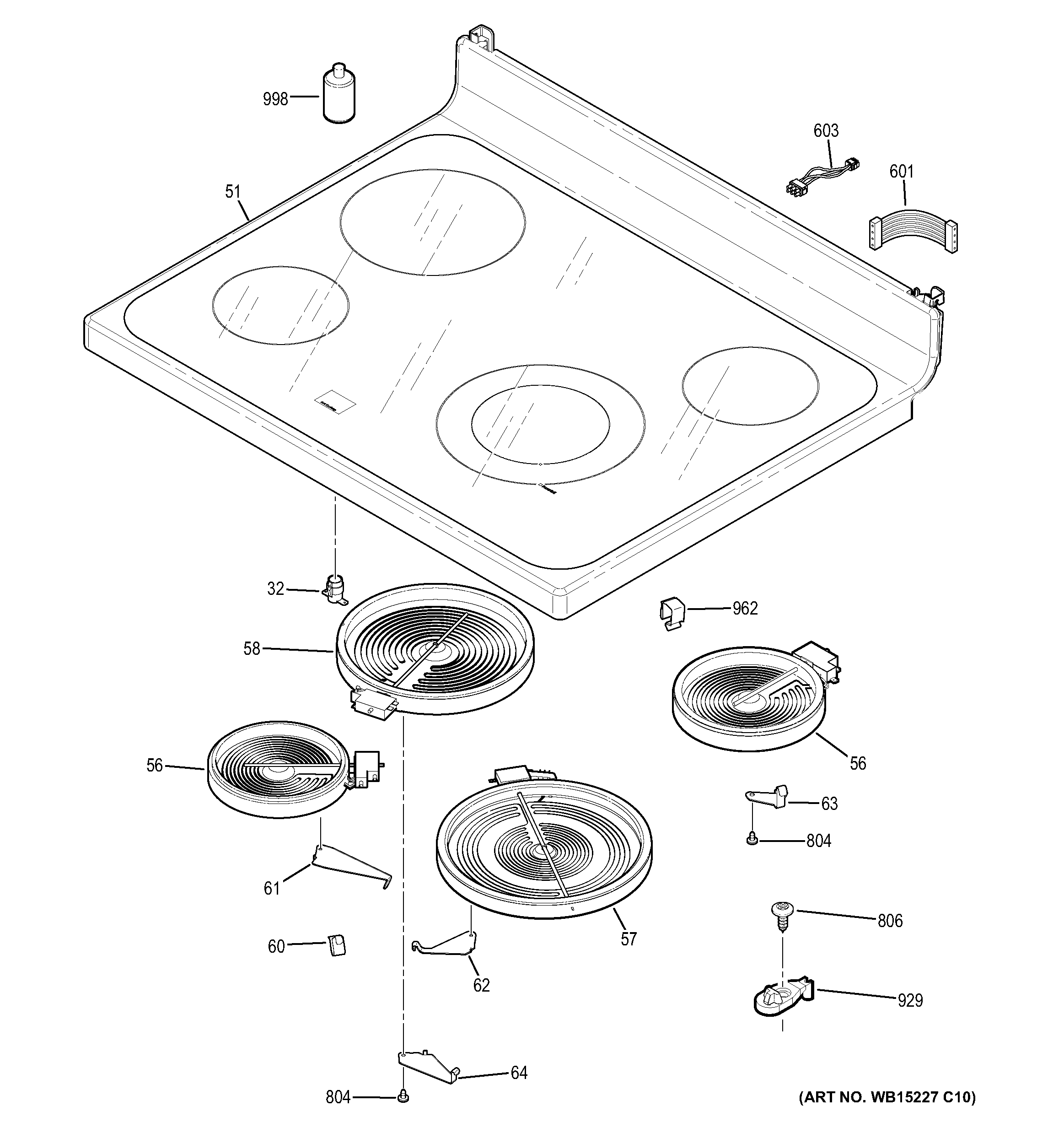 GE JBS60DF4WW cooktop diagram