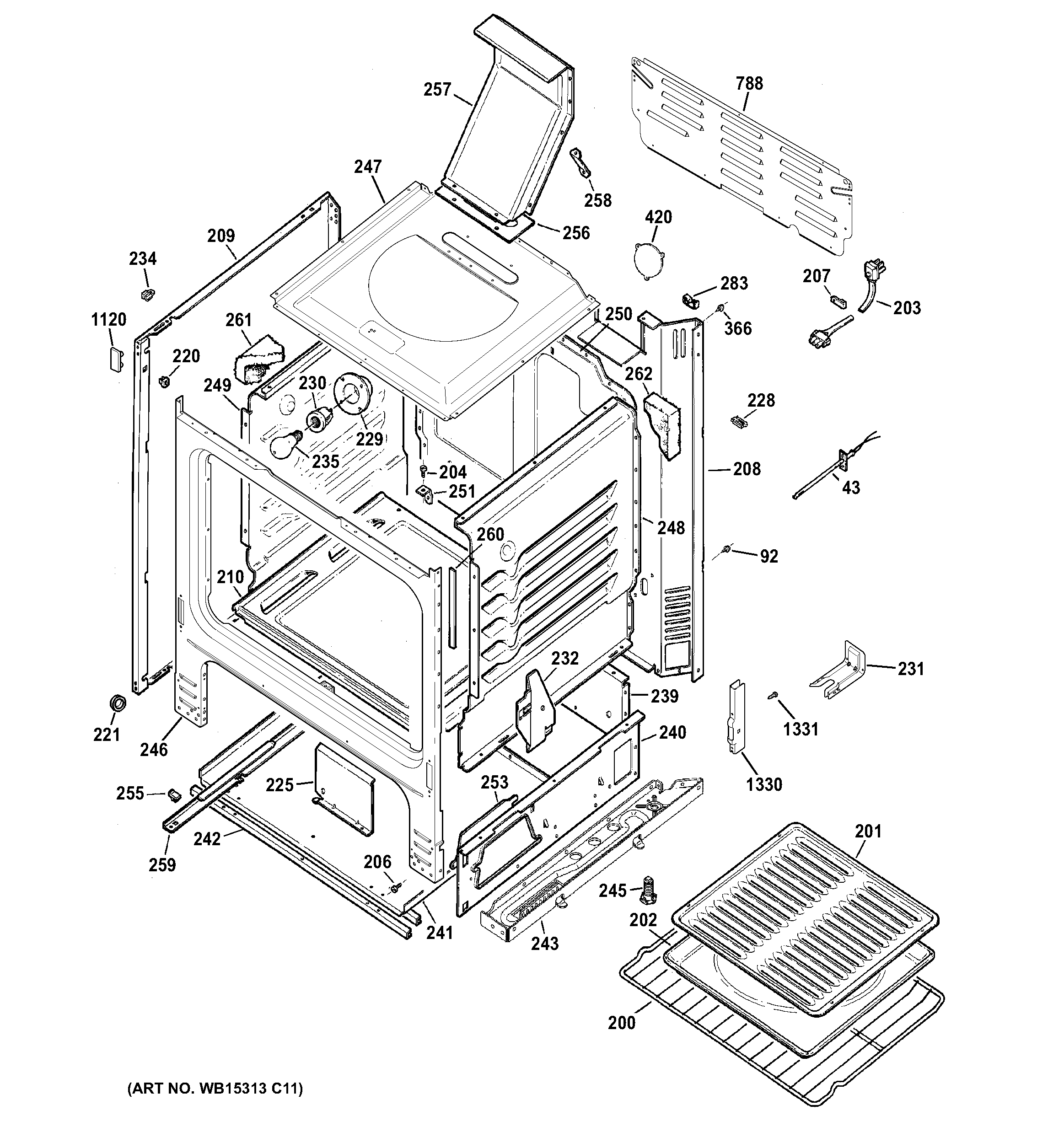 GE JGBS60GLF1SA body parts diagram