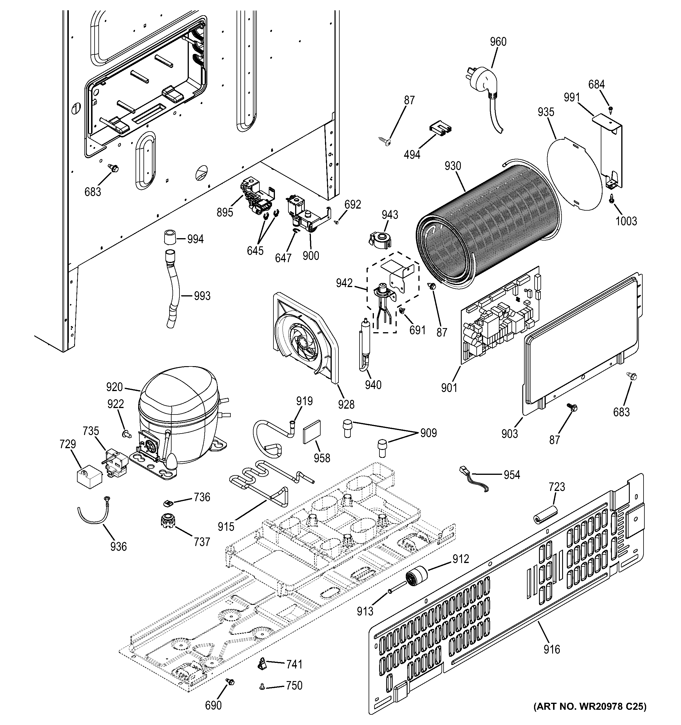 GE DFE28JGHDWW machine compartment diagram