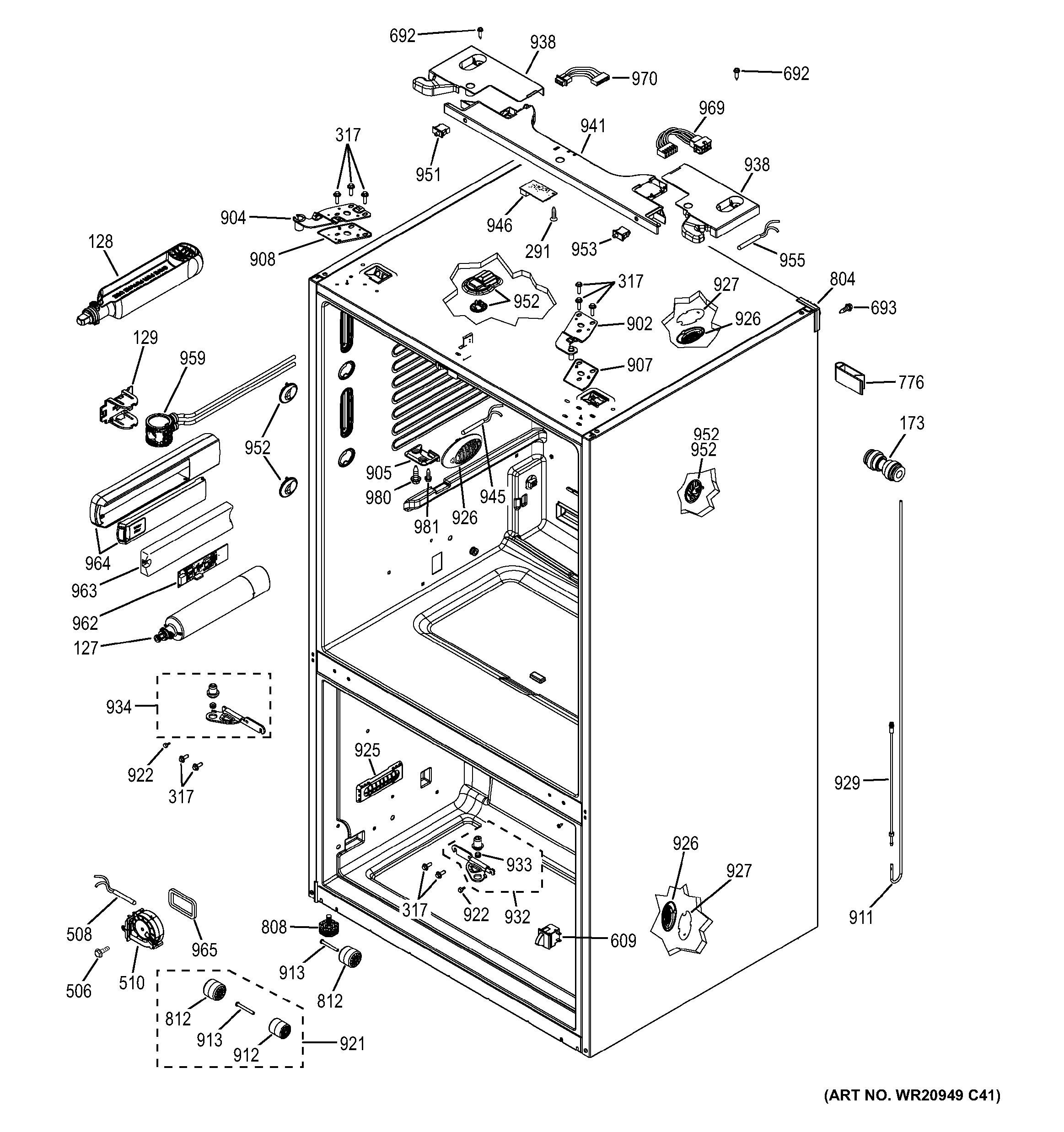 GE GFE26GMHFES case parts diagram