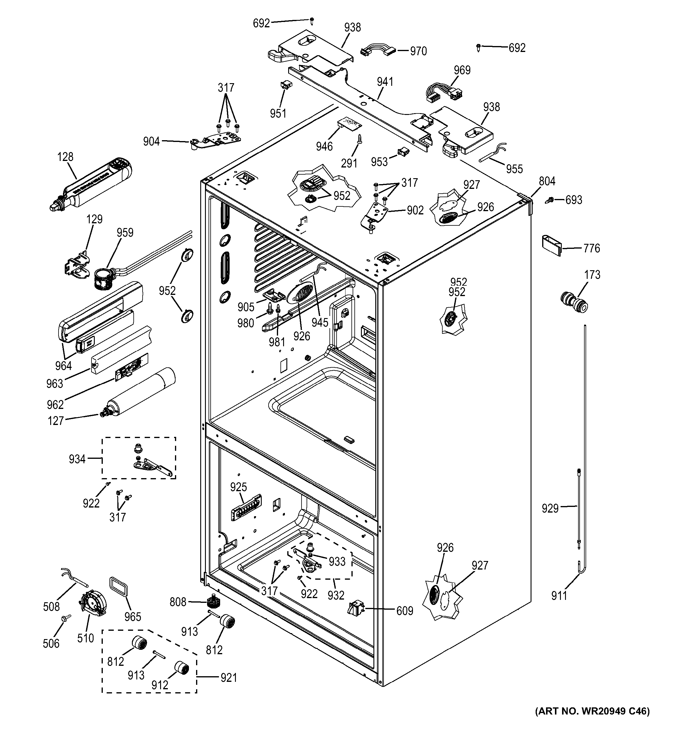 GE GFE26GMHGES case parts diagram