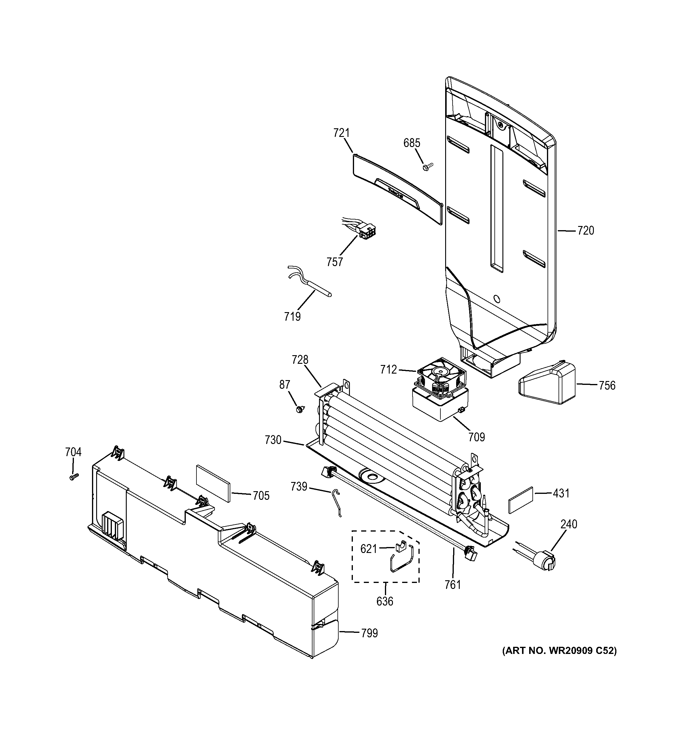 GE GFE28HMHGES fresh food section diagram