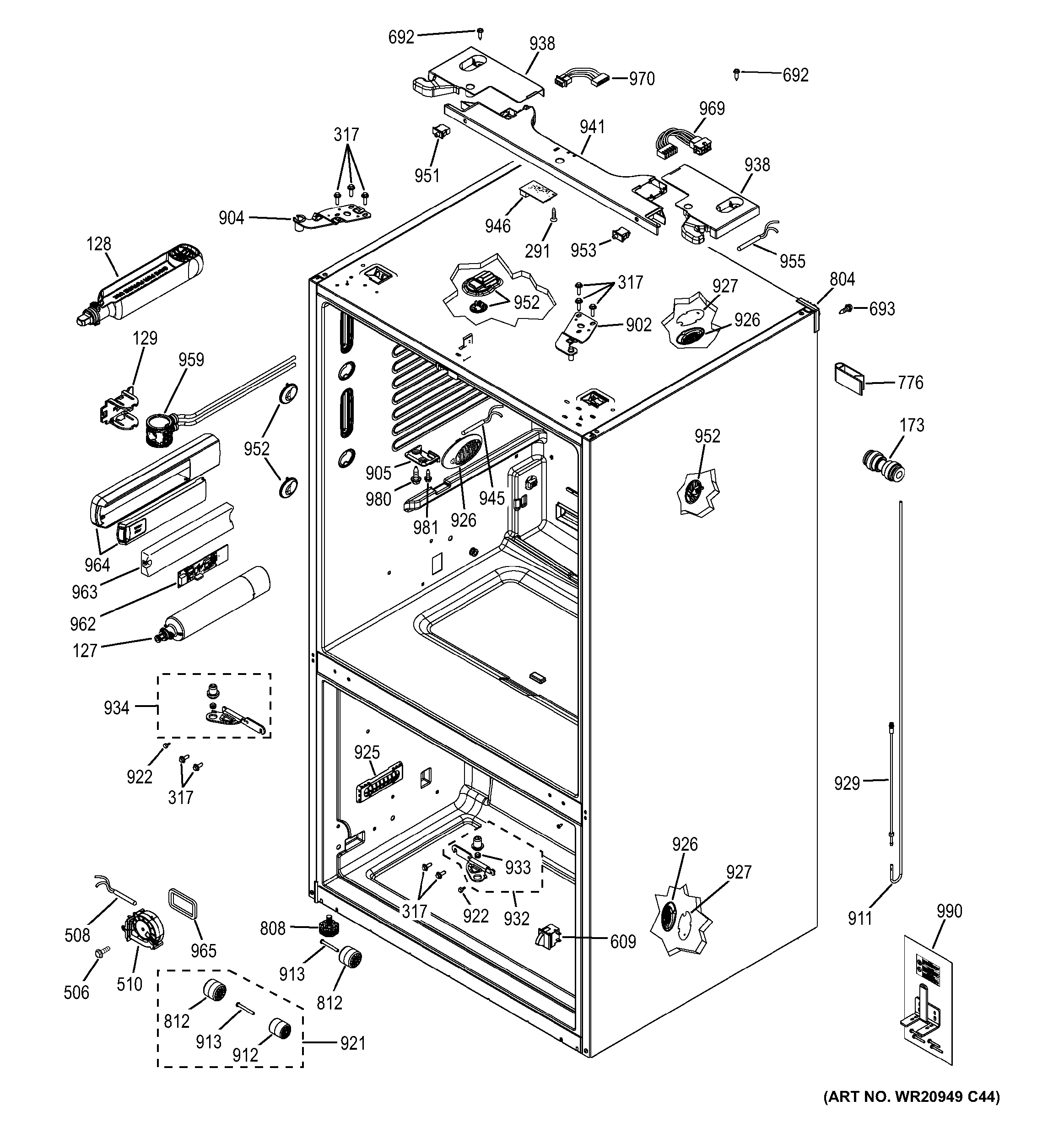 GE GYE22KSHHSS case parts diagram
