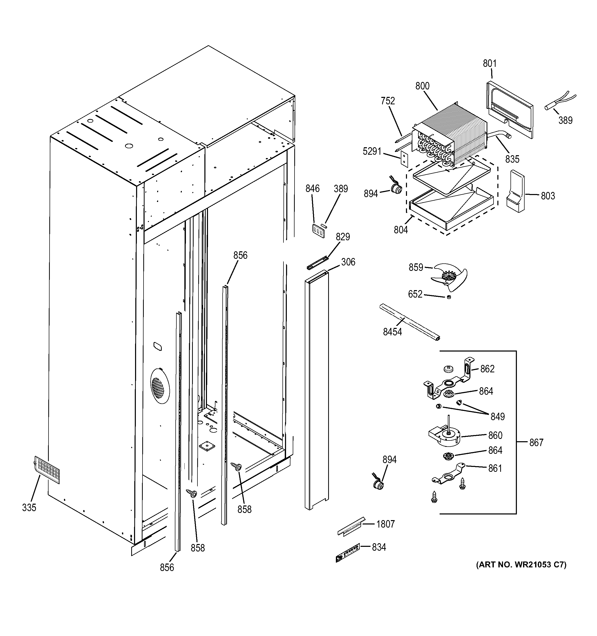 GE ZISP420DHBSS freezer section diagram