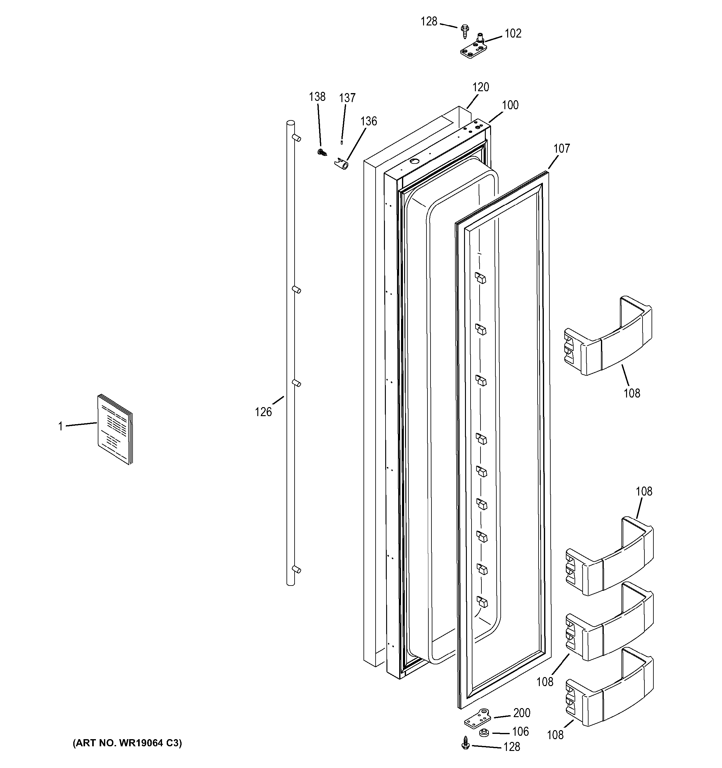 GE ZISS420NHBSS freezer door diagram