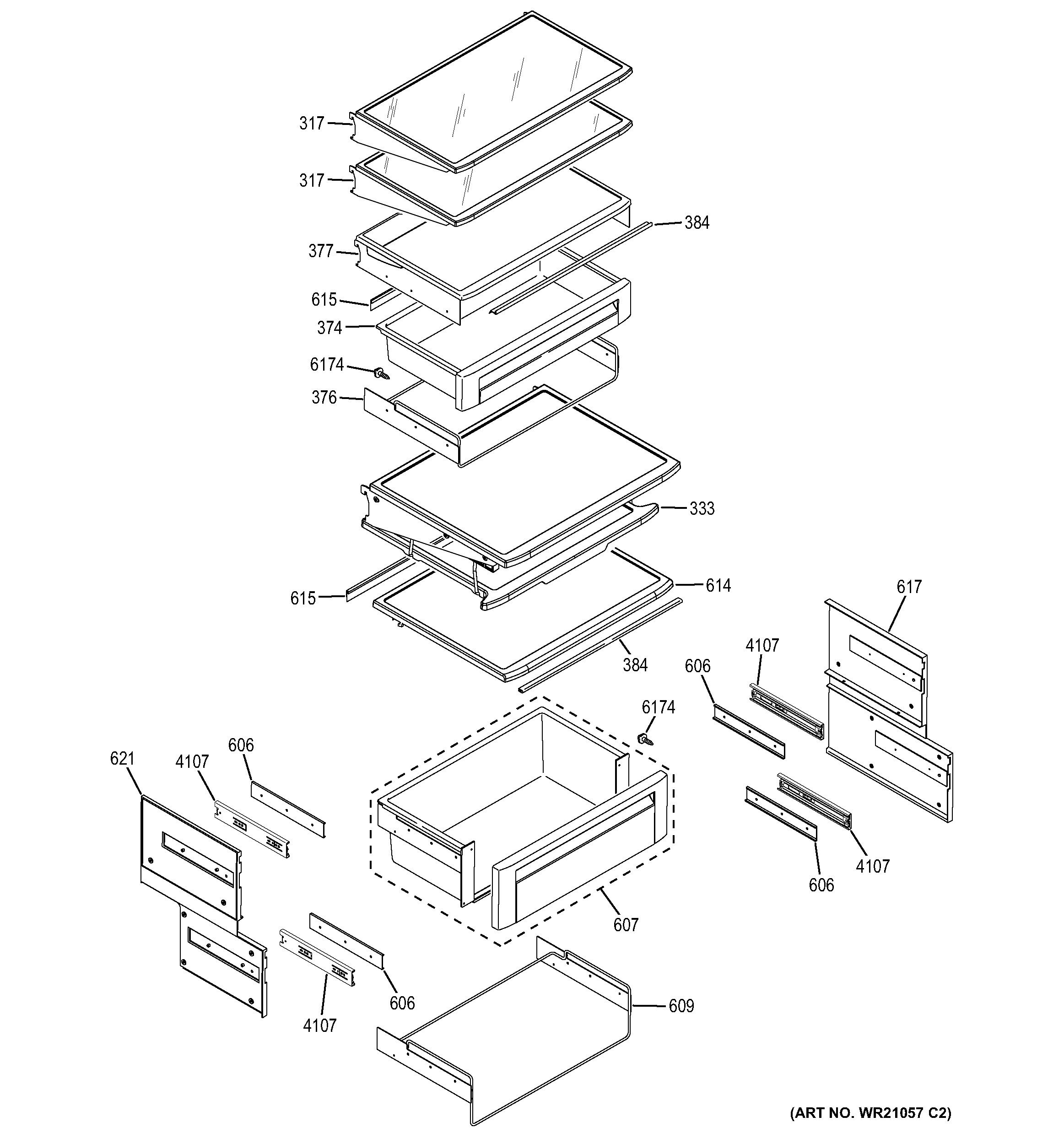 GE ZISS420NHBSS fresh food shelves diagram