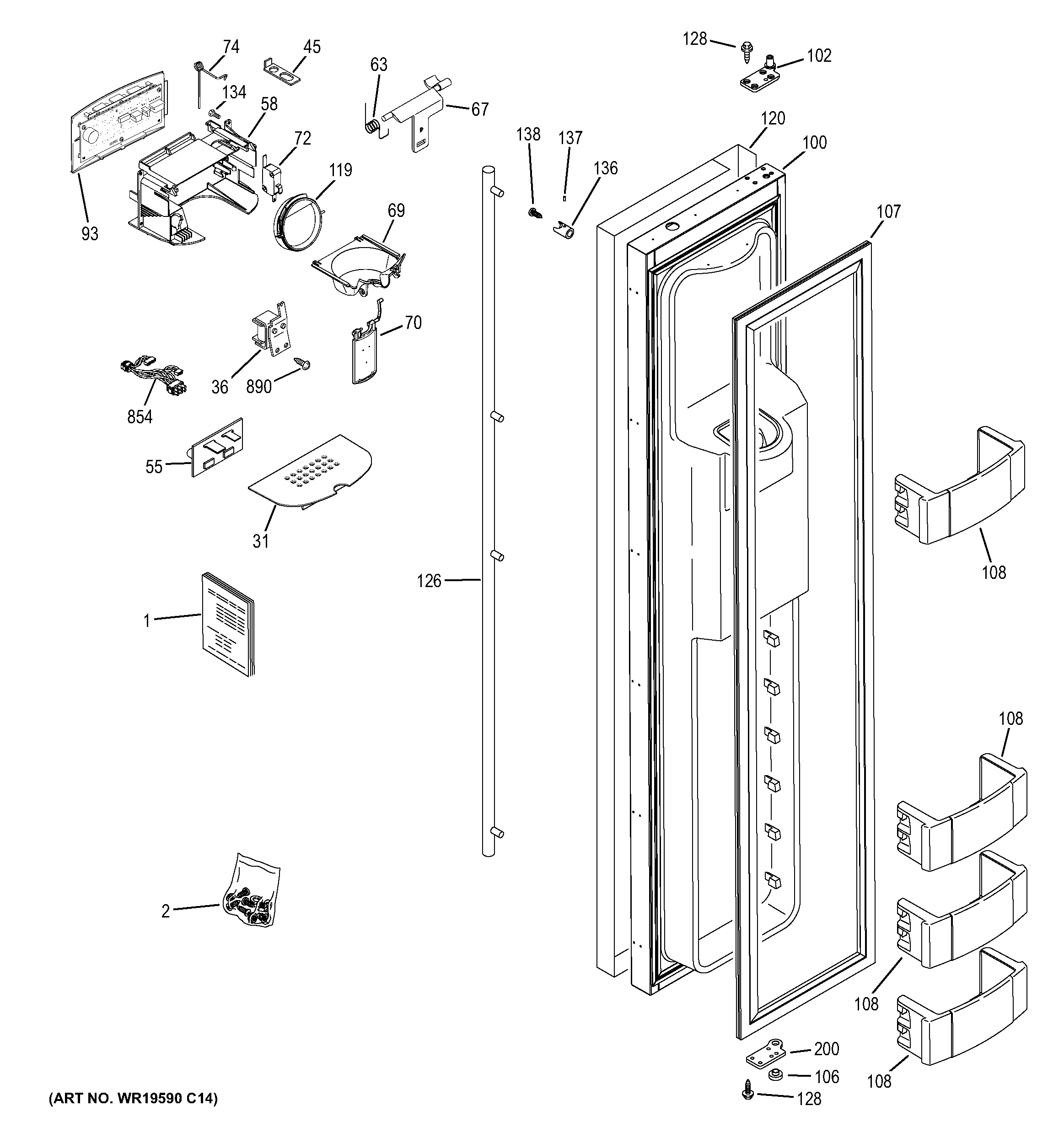 GE ZISS480DHBSS freezer door diagram