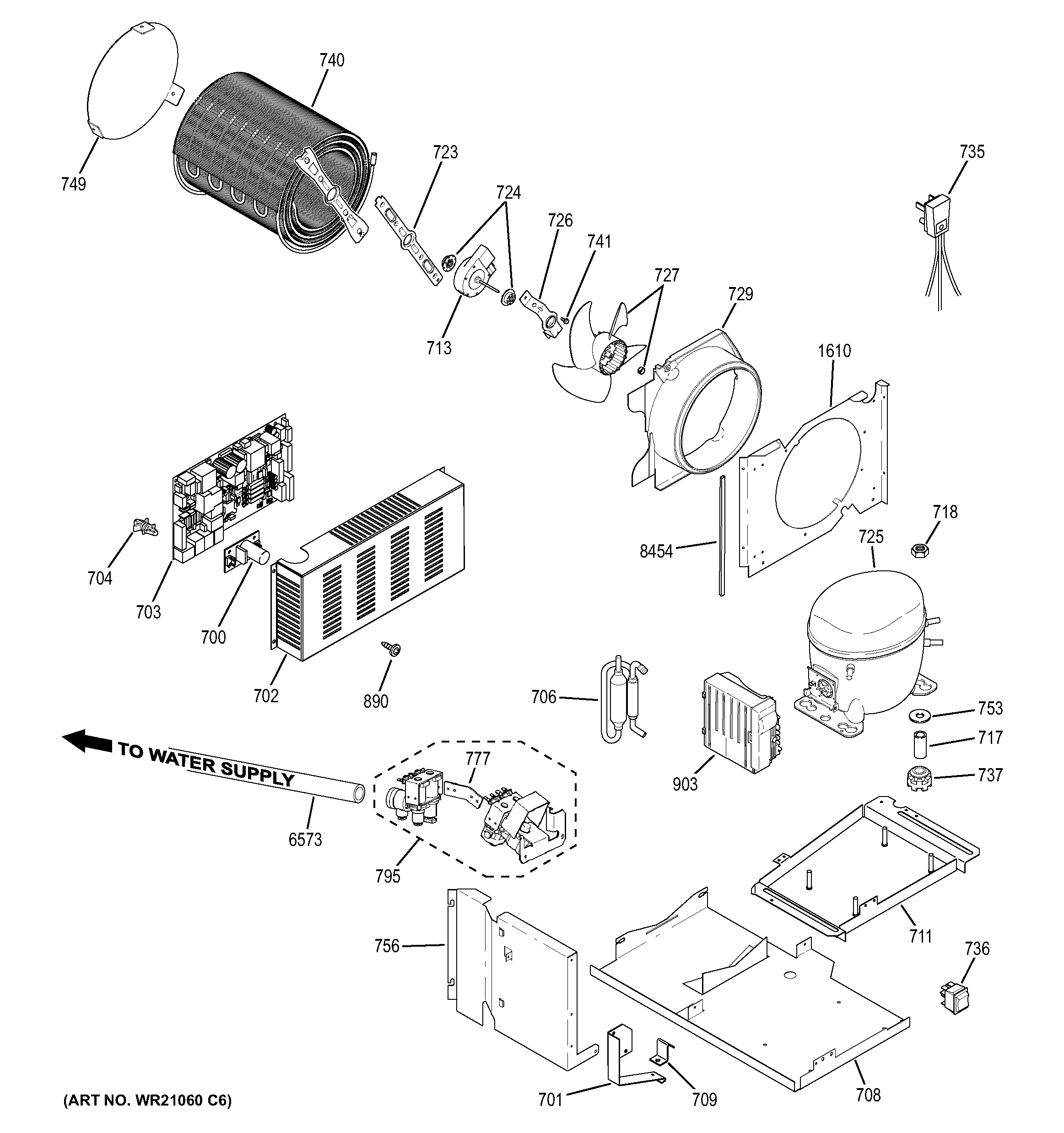 GE ZISS480DHBSS machine compartment diagram