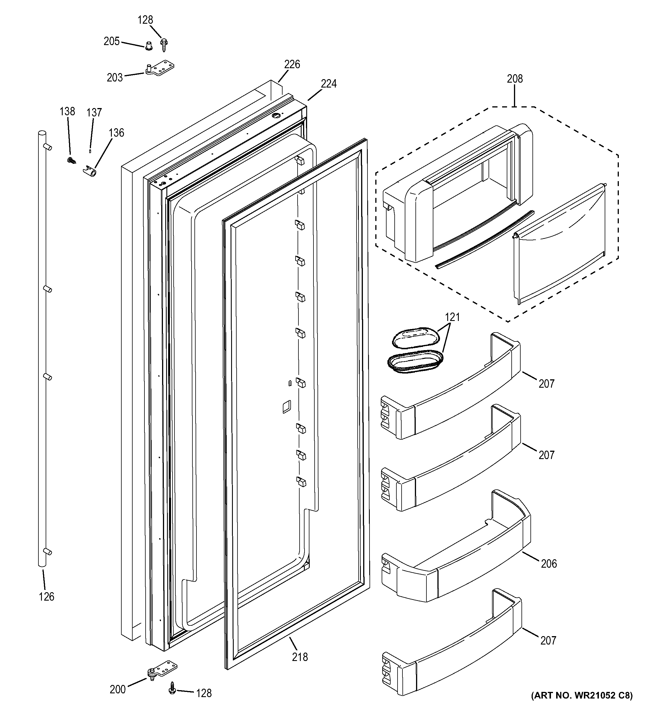 GE ZISS480DHBSS fresh food door diagram