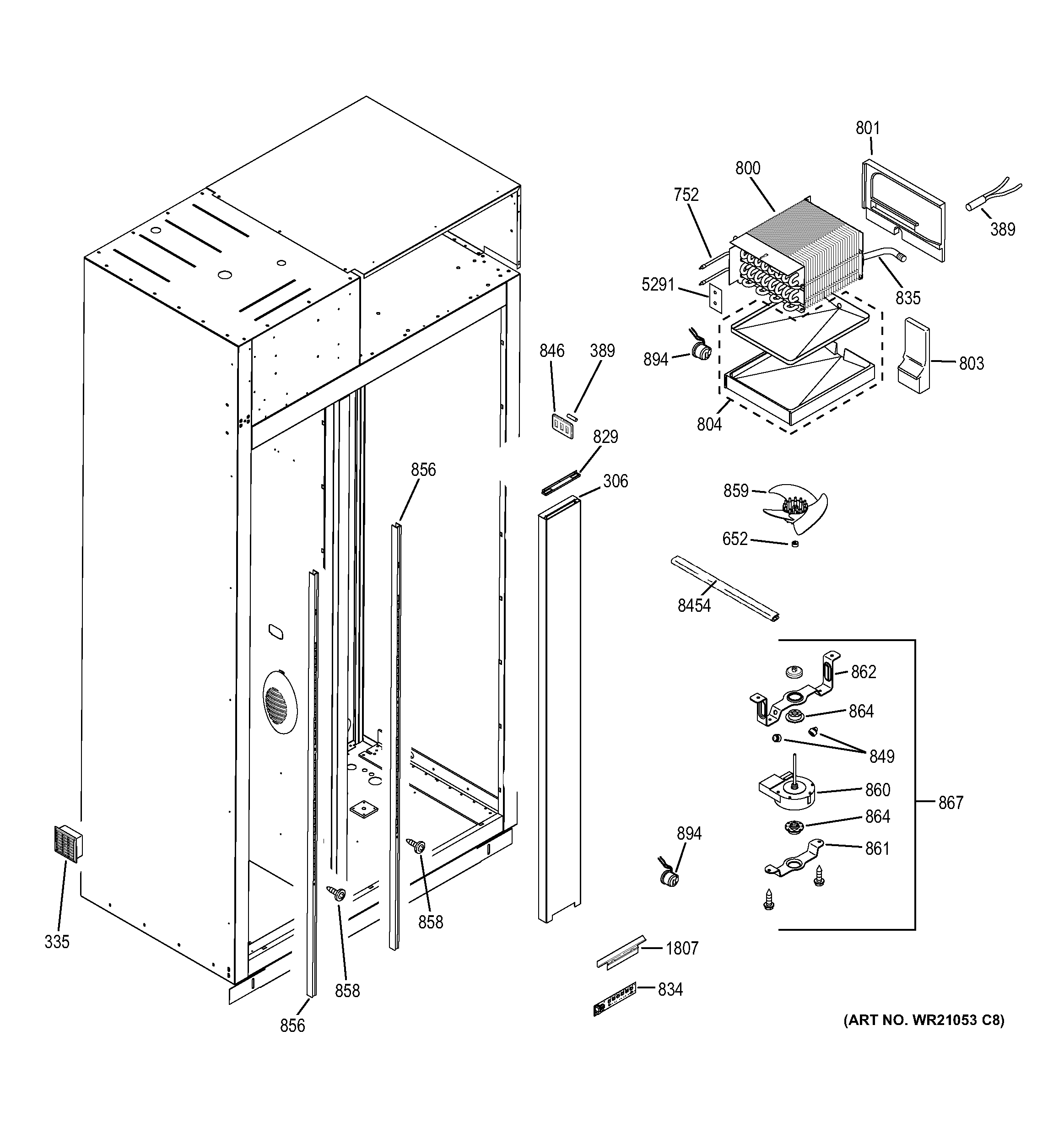 GE ZISS480DHBSS freezer section diagram