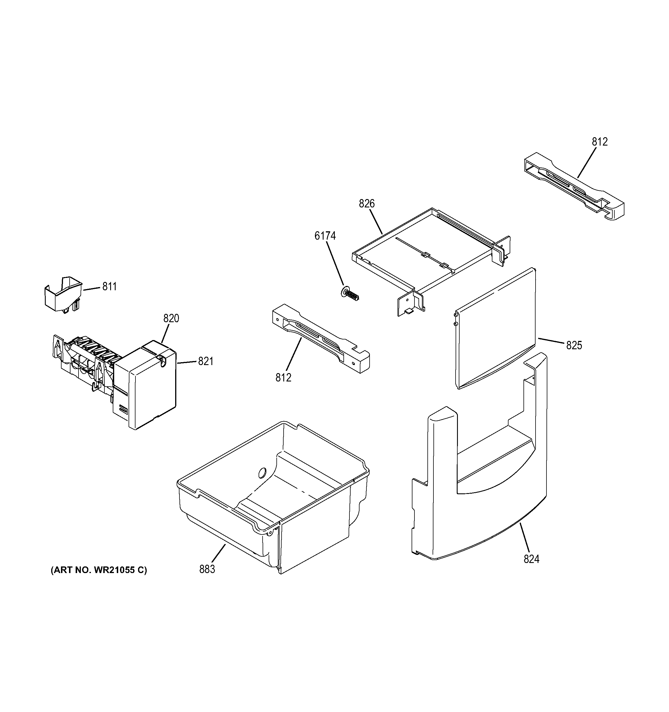 GE ZISS480NHBSS ice maker & dispenser diagram