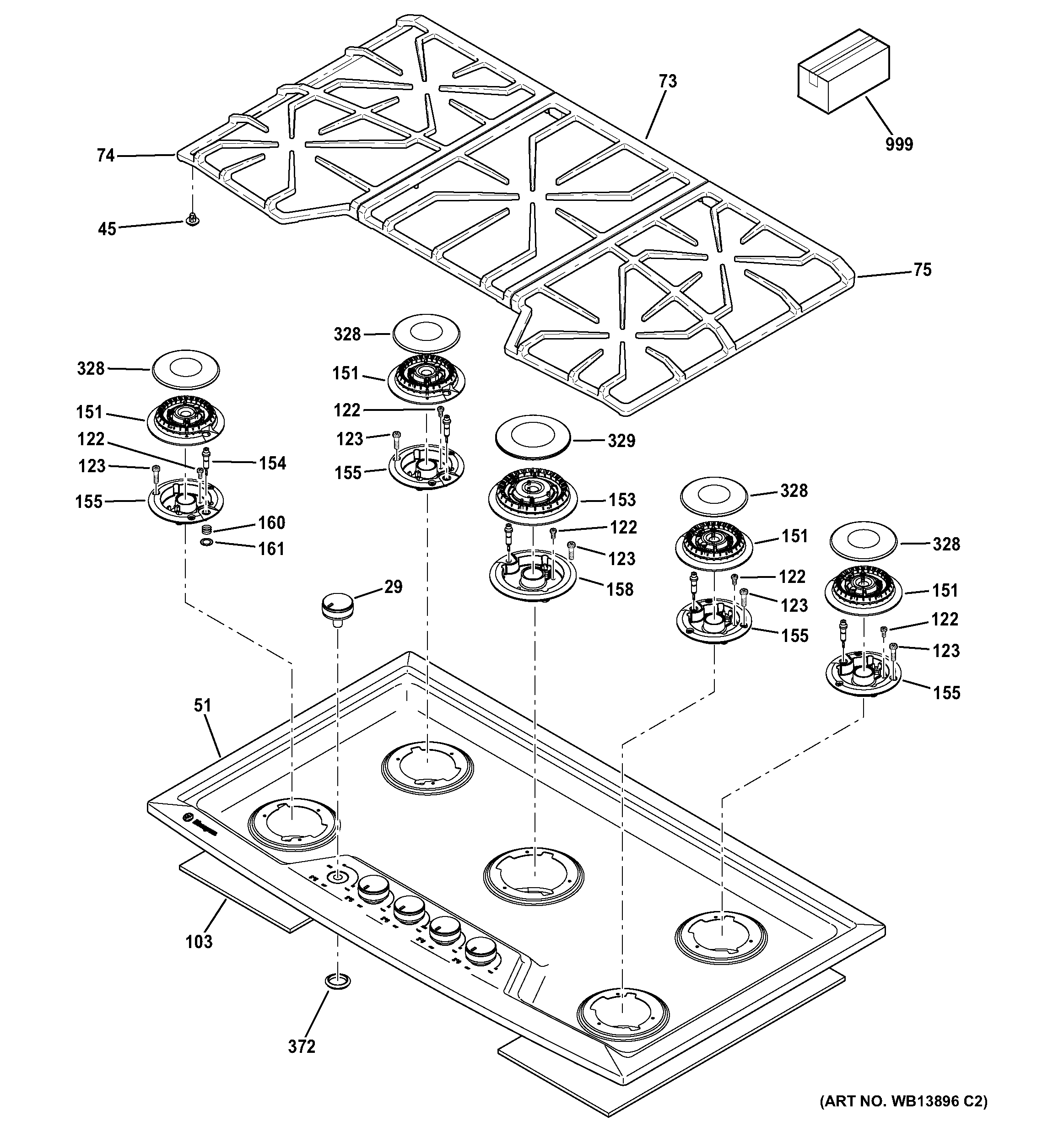 GE ZGU385NSM3SS control panel & cooktop diagram