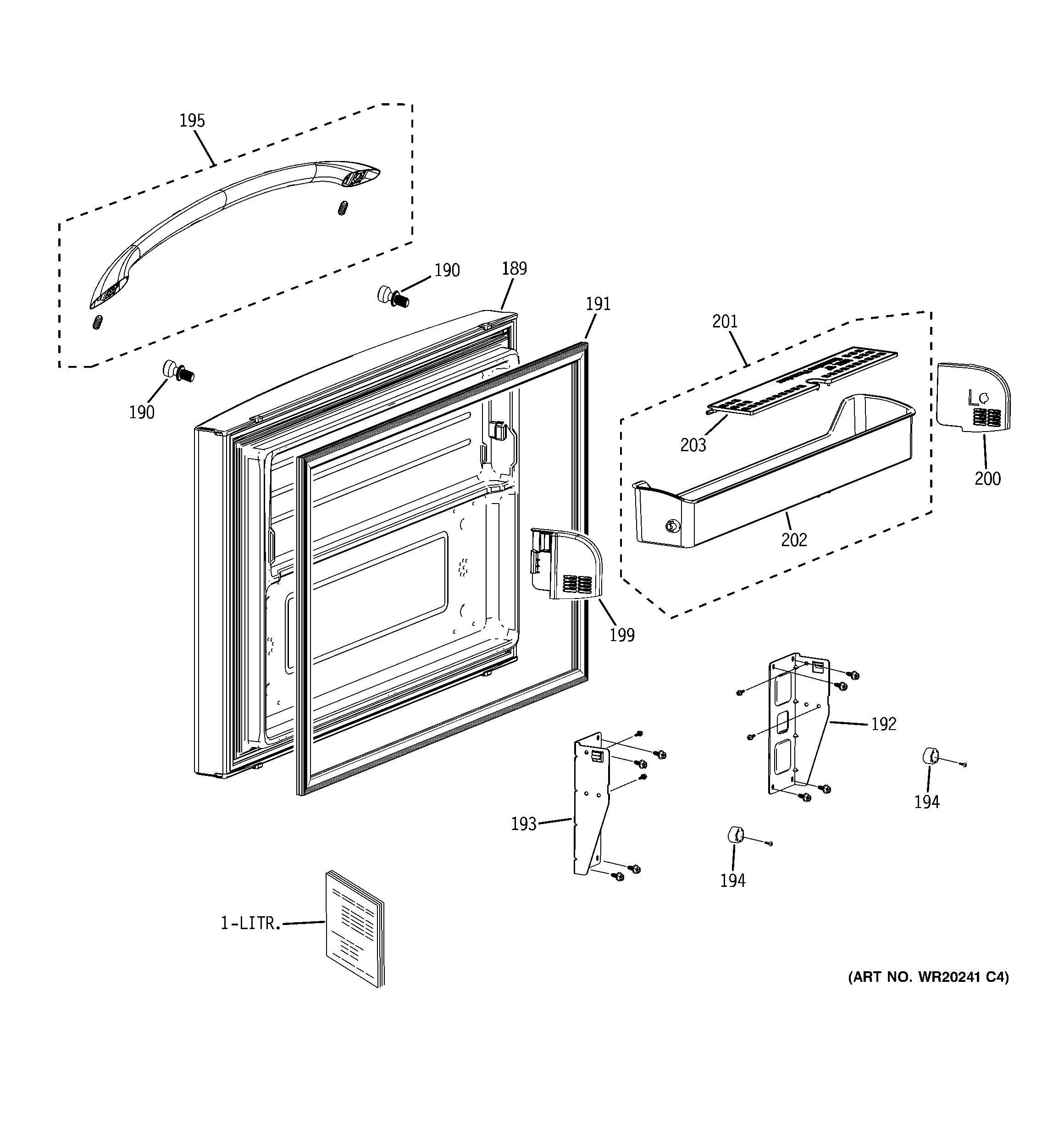 GE DFSF9VKBAWW freezer door diagram