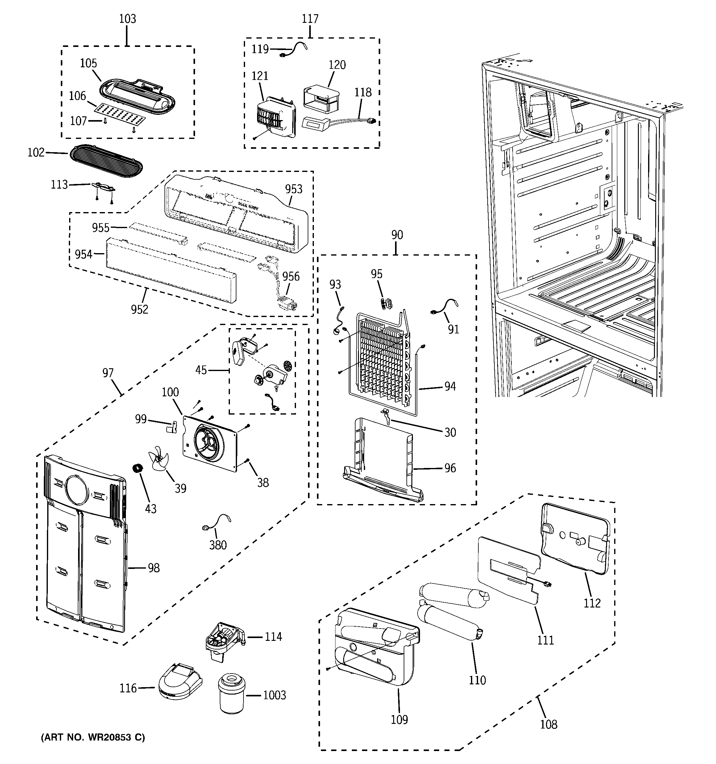 GE DFSF9VKBAWW fresh food section diagram