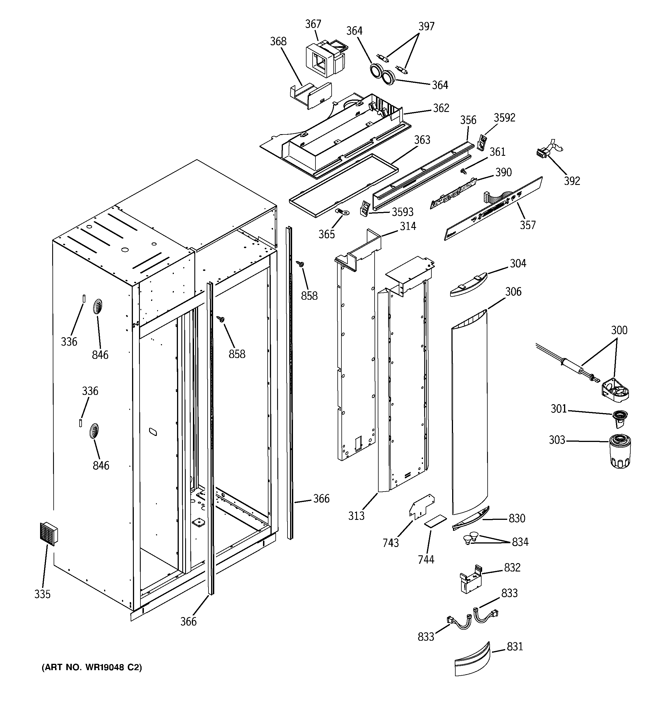 GE ZIS420NMA fresh food section diagram