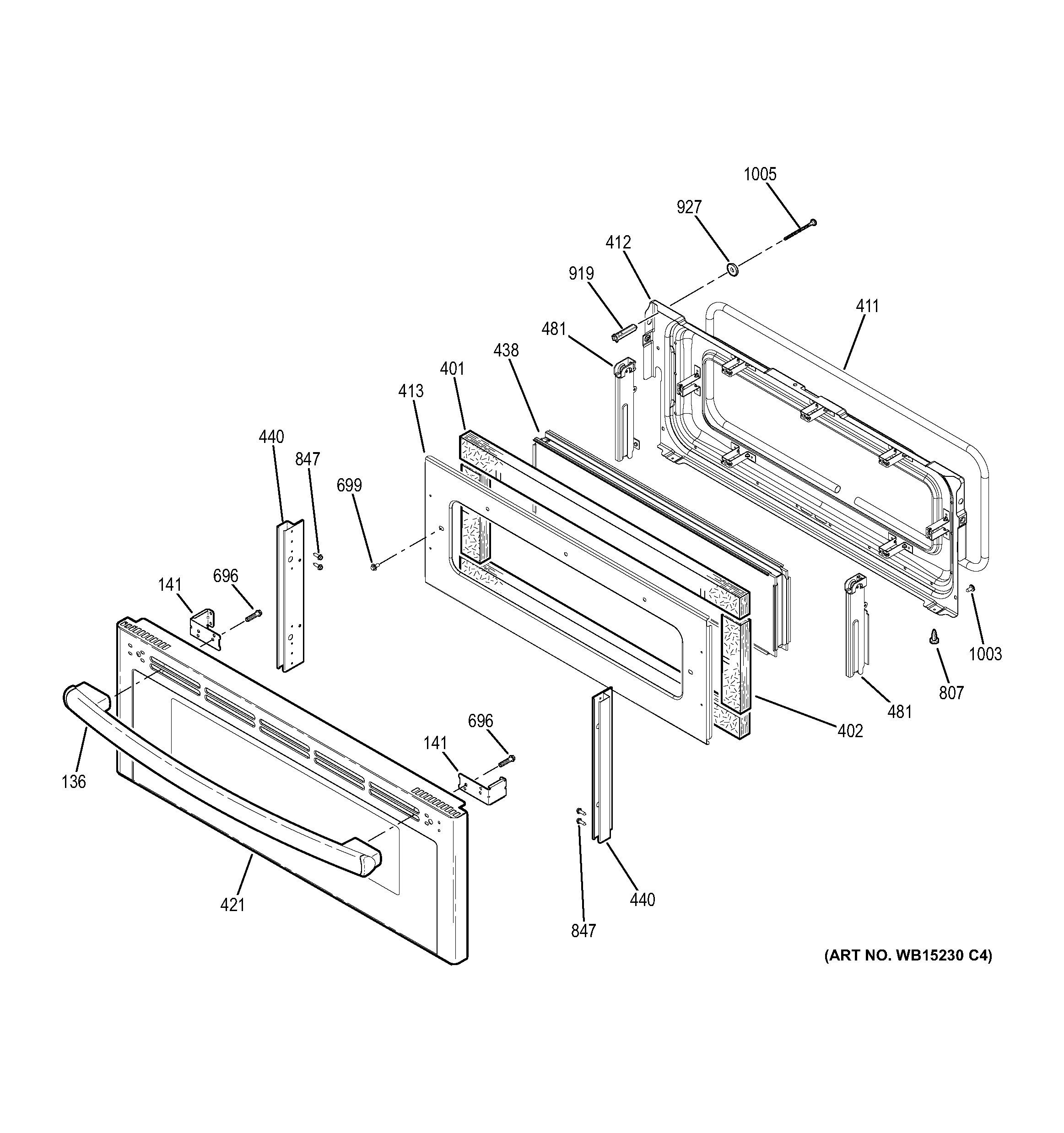 GE JB860DJ2BB upper door diagram