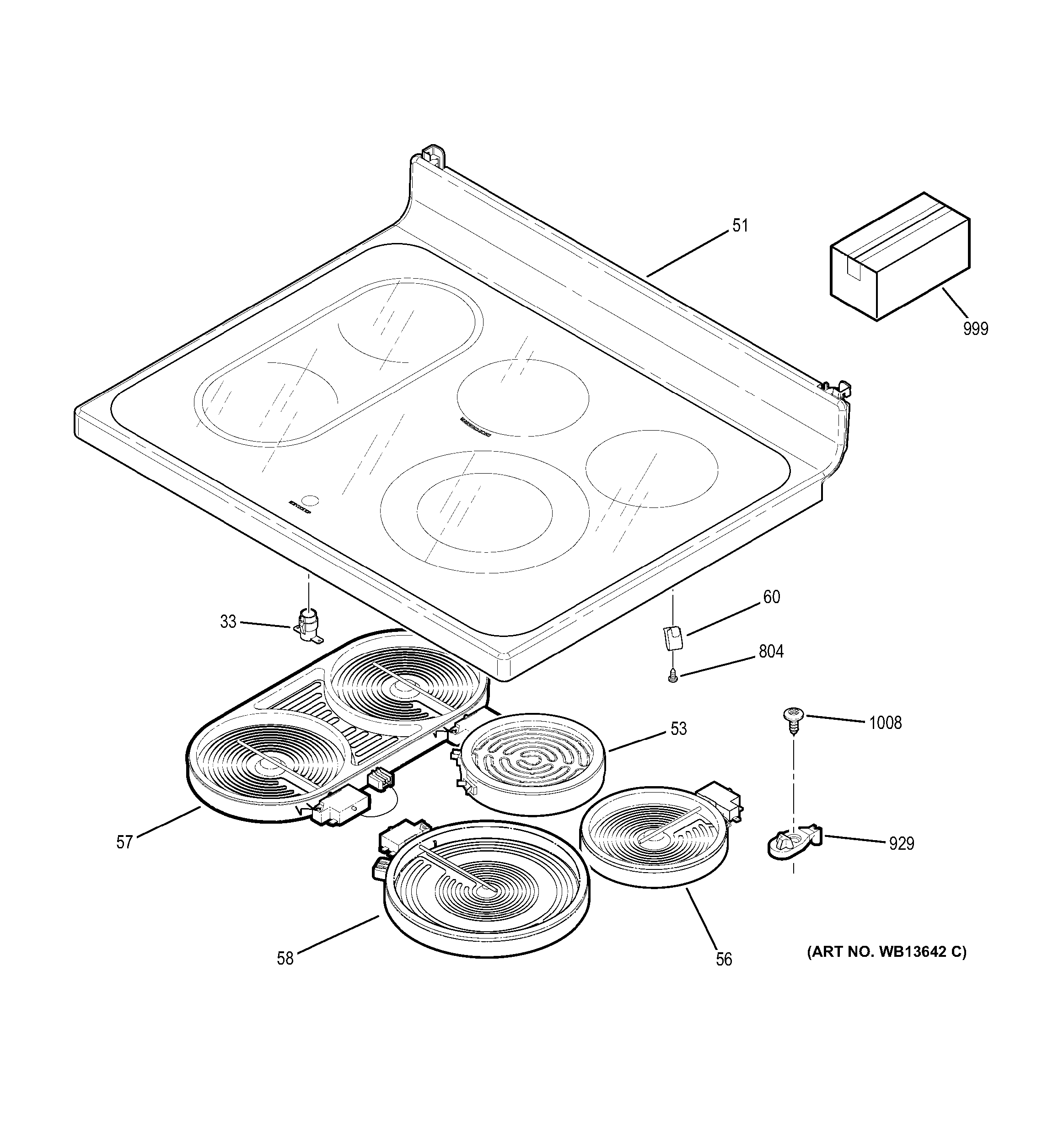 GE JBP84BK4BB cooktop diagram