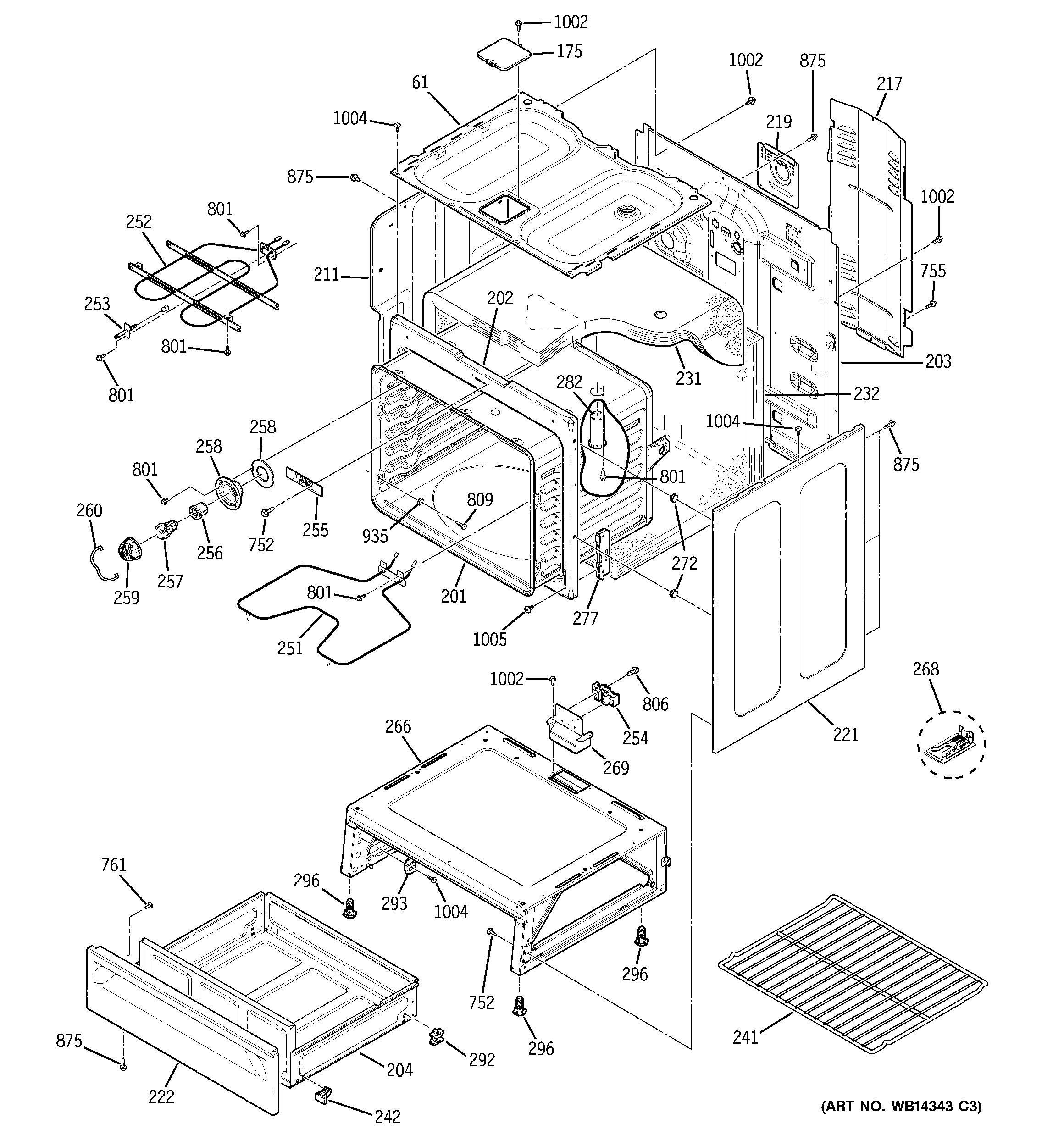 GE JBP23DN1BB body parts diagram