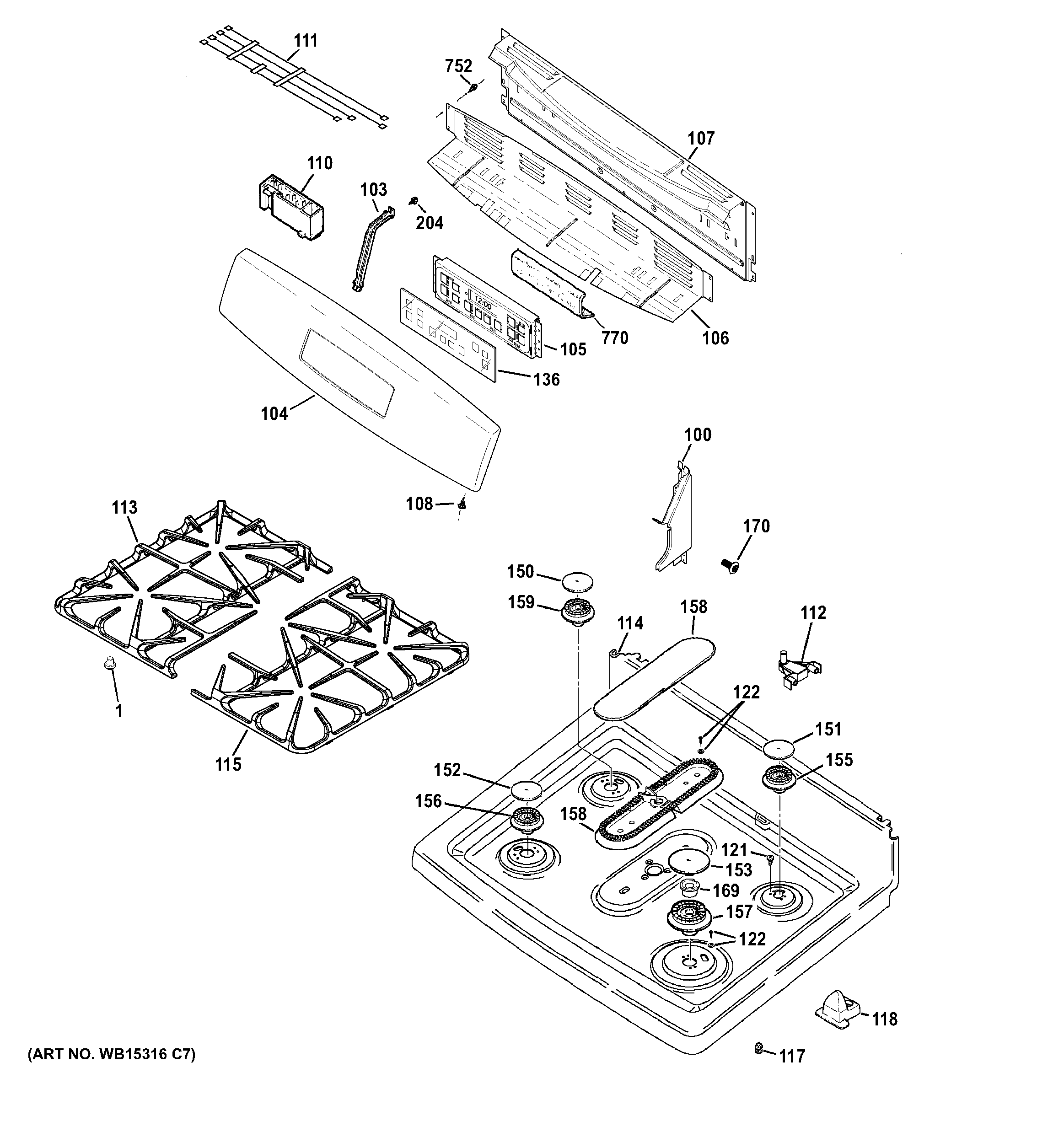 GE JGB650SEF2SS control panel & cooktop diagram