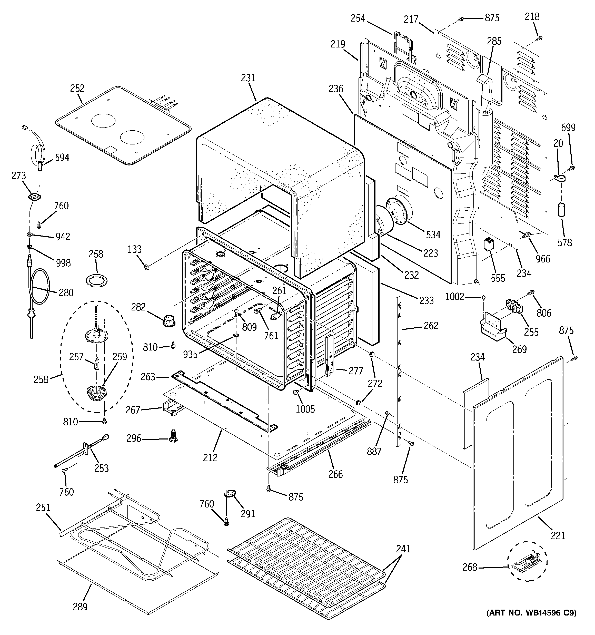 GE PB975SM2SS lower oven diagram