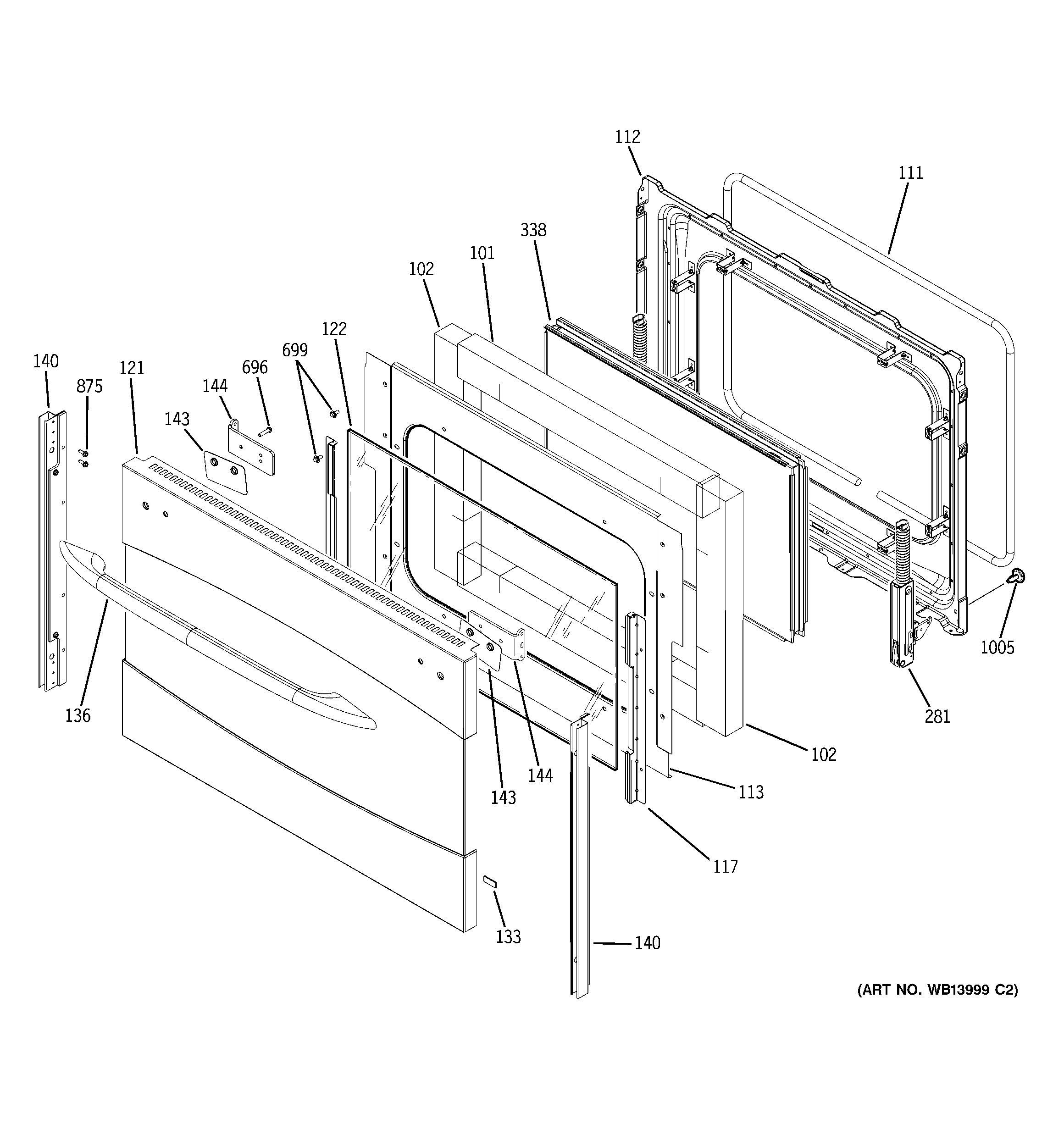 GE PB975SM2SS lower door diagram
