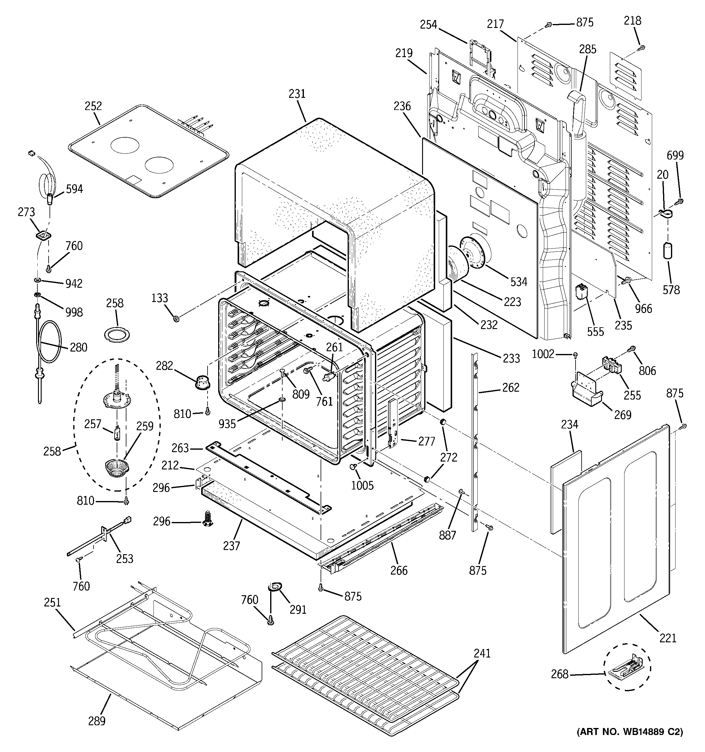 GE PB975SM3SS lower oven diagram