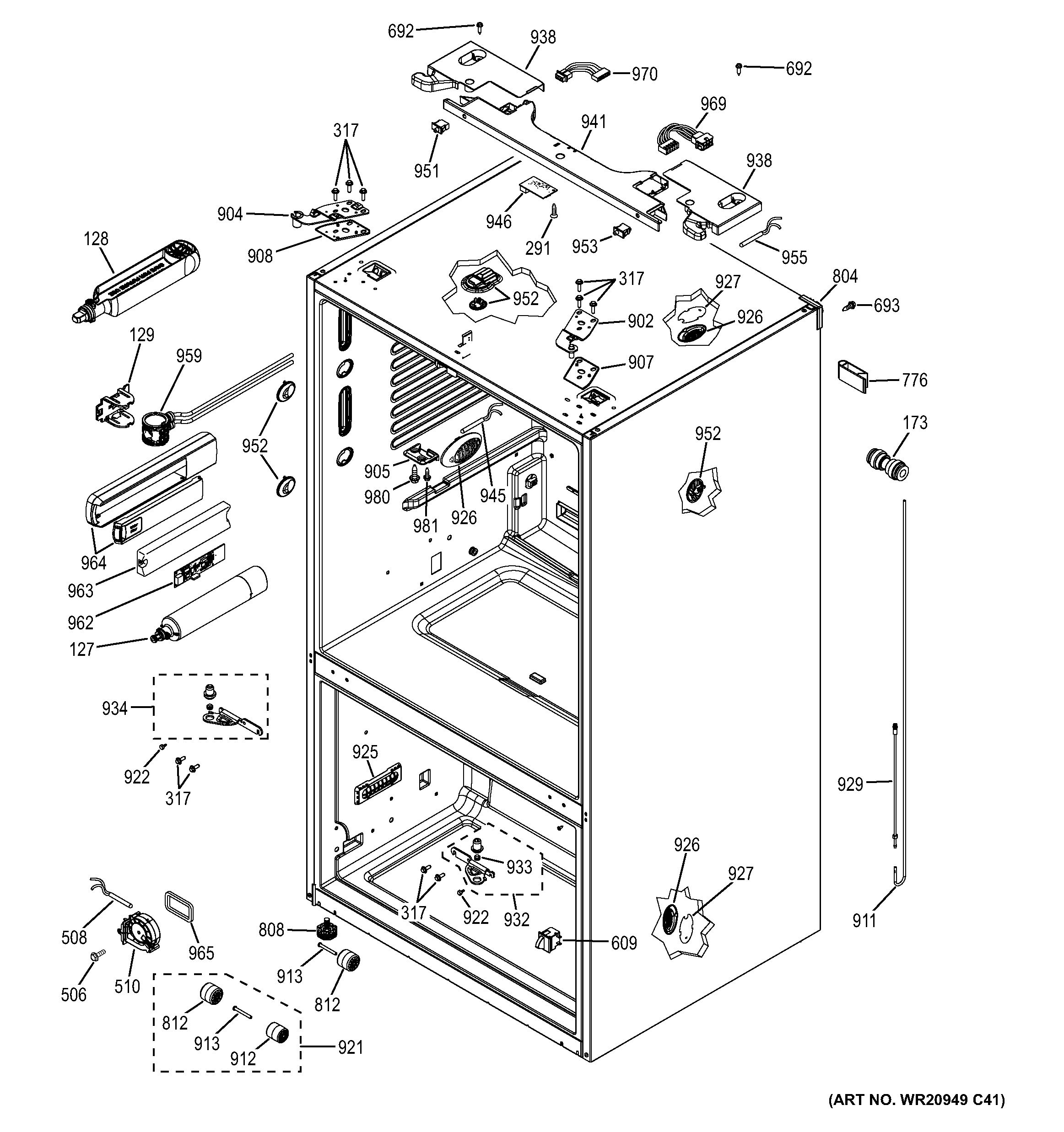 GE GFE26GGHEBB case parts diagram