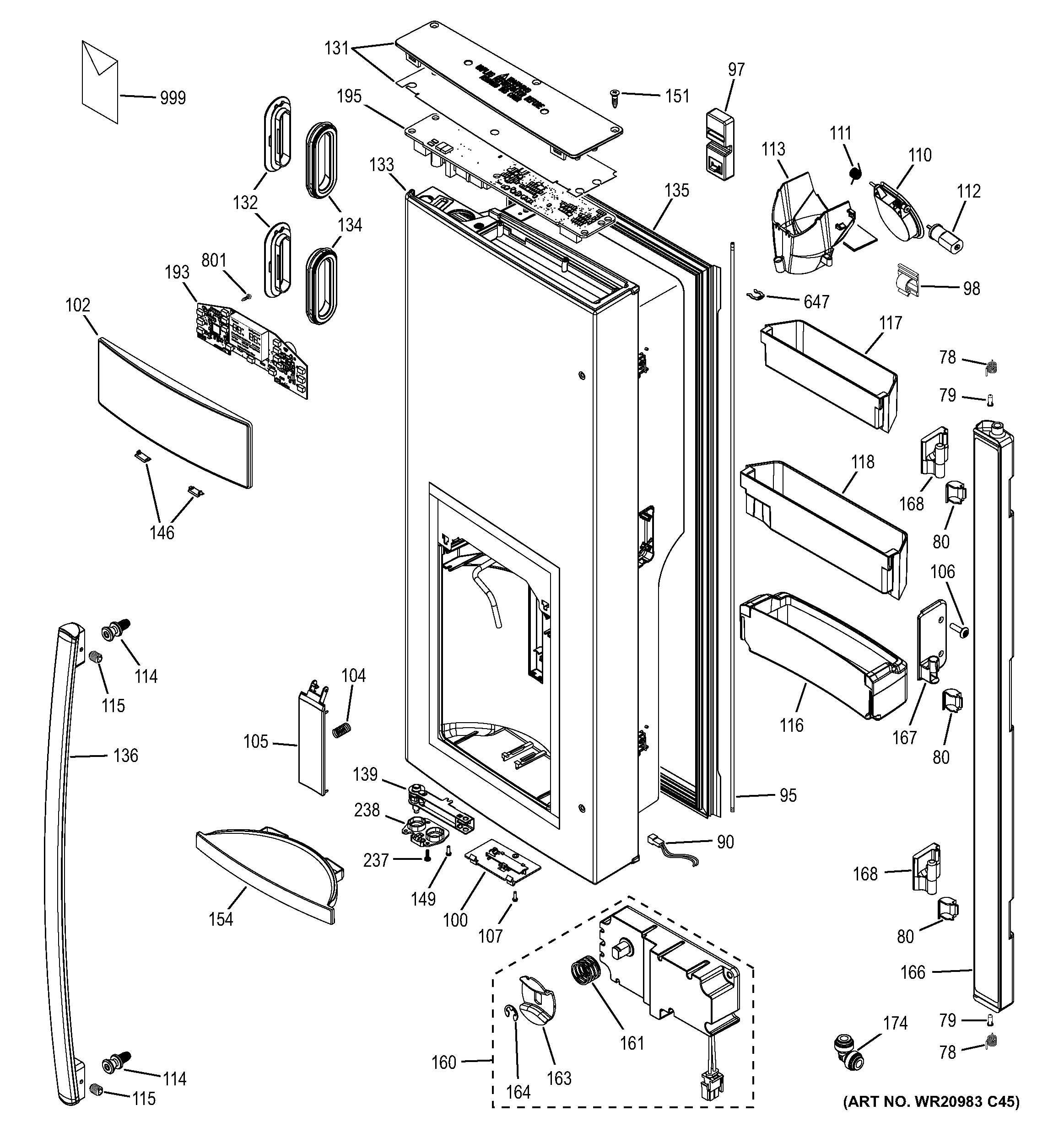 GE GFS28DMJBES dispenser door diagram