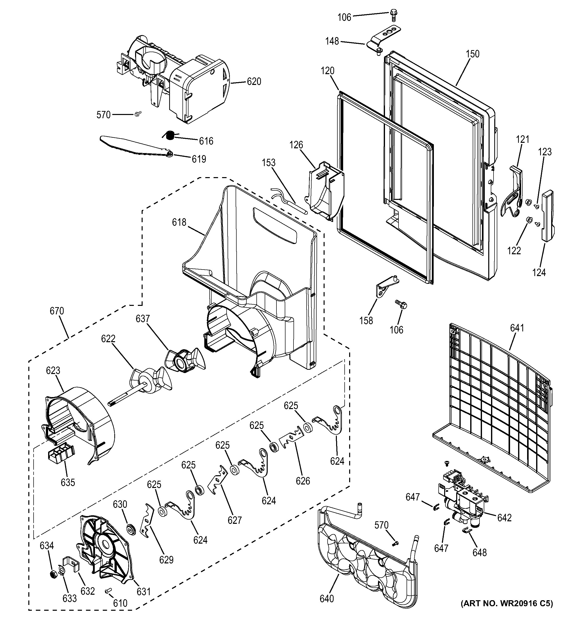 GE GFS28DMJBES ice maker & dispenser diagram