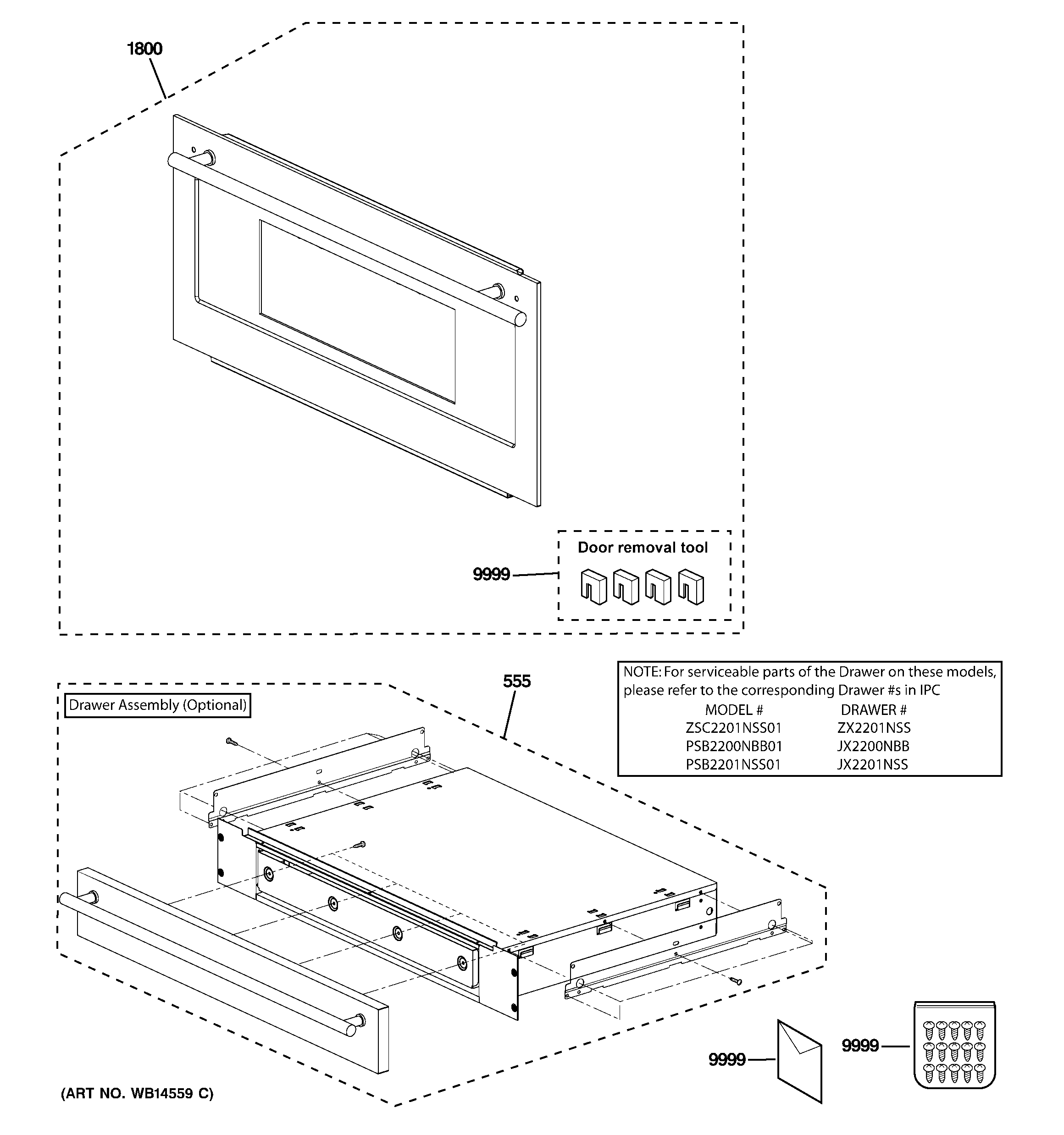 GE ZSC2201NSS01 door parts diagram