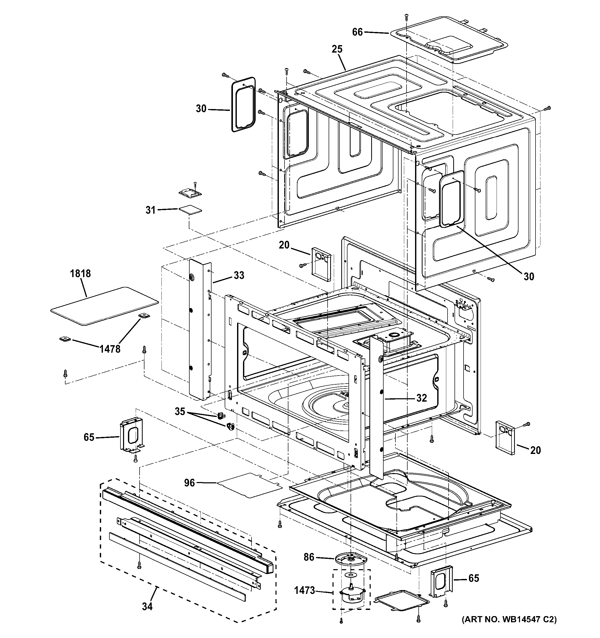 GE ZSC2201NSS01 oven cavity parts diagram