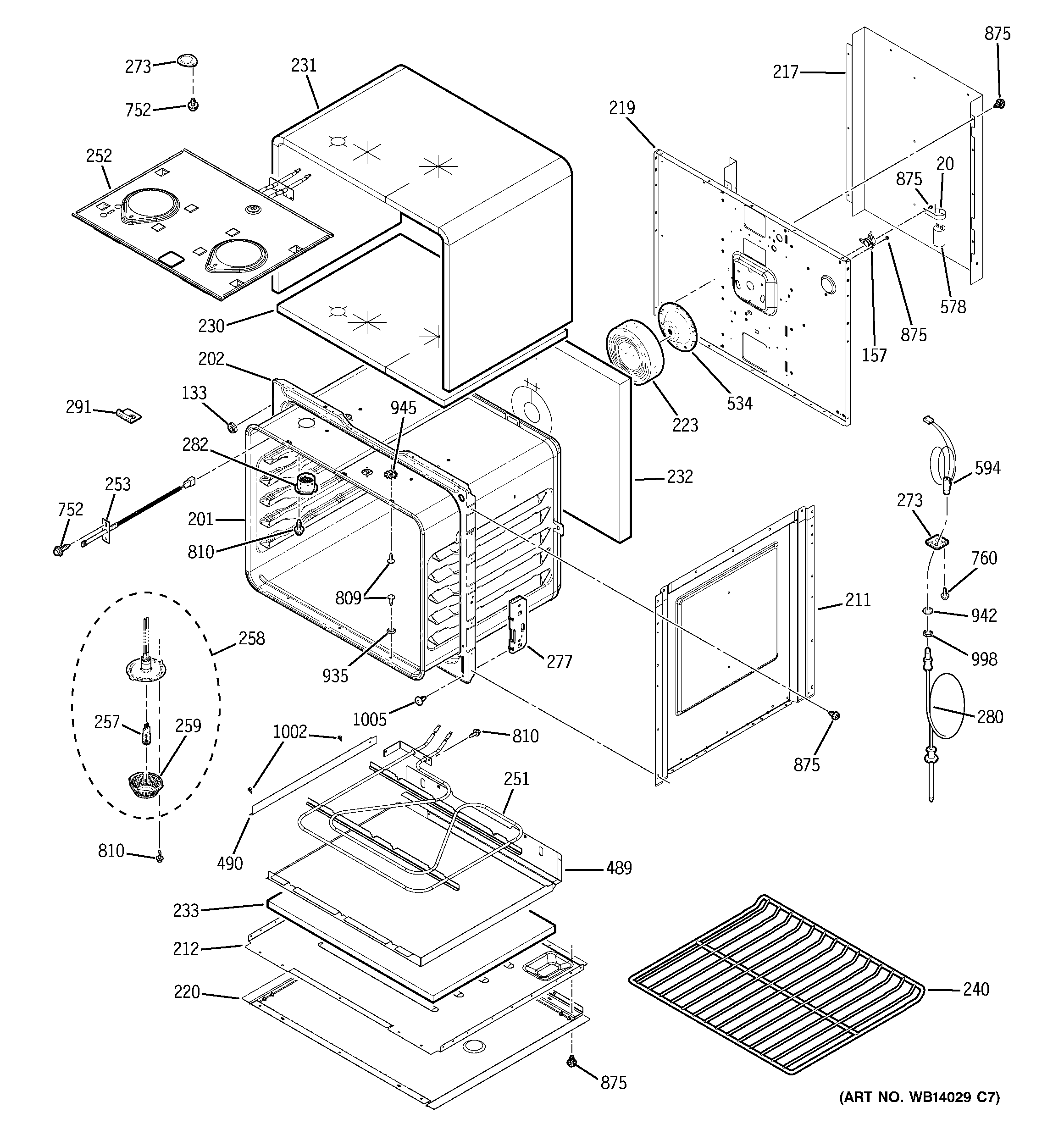 GE PT956DR1WW upper oven diagram