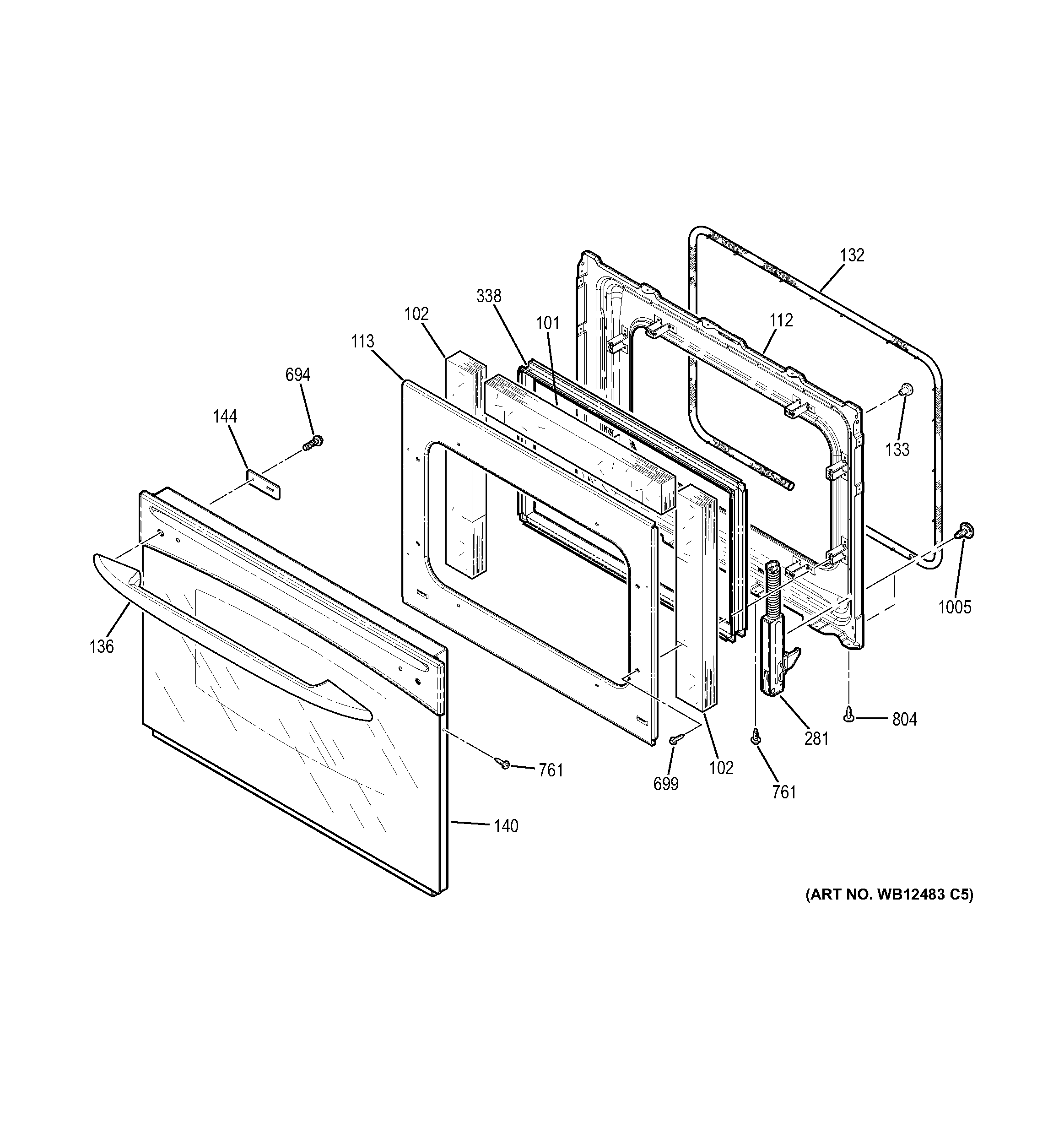 GE PT956DR1WW door diagram
