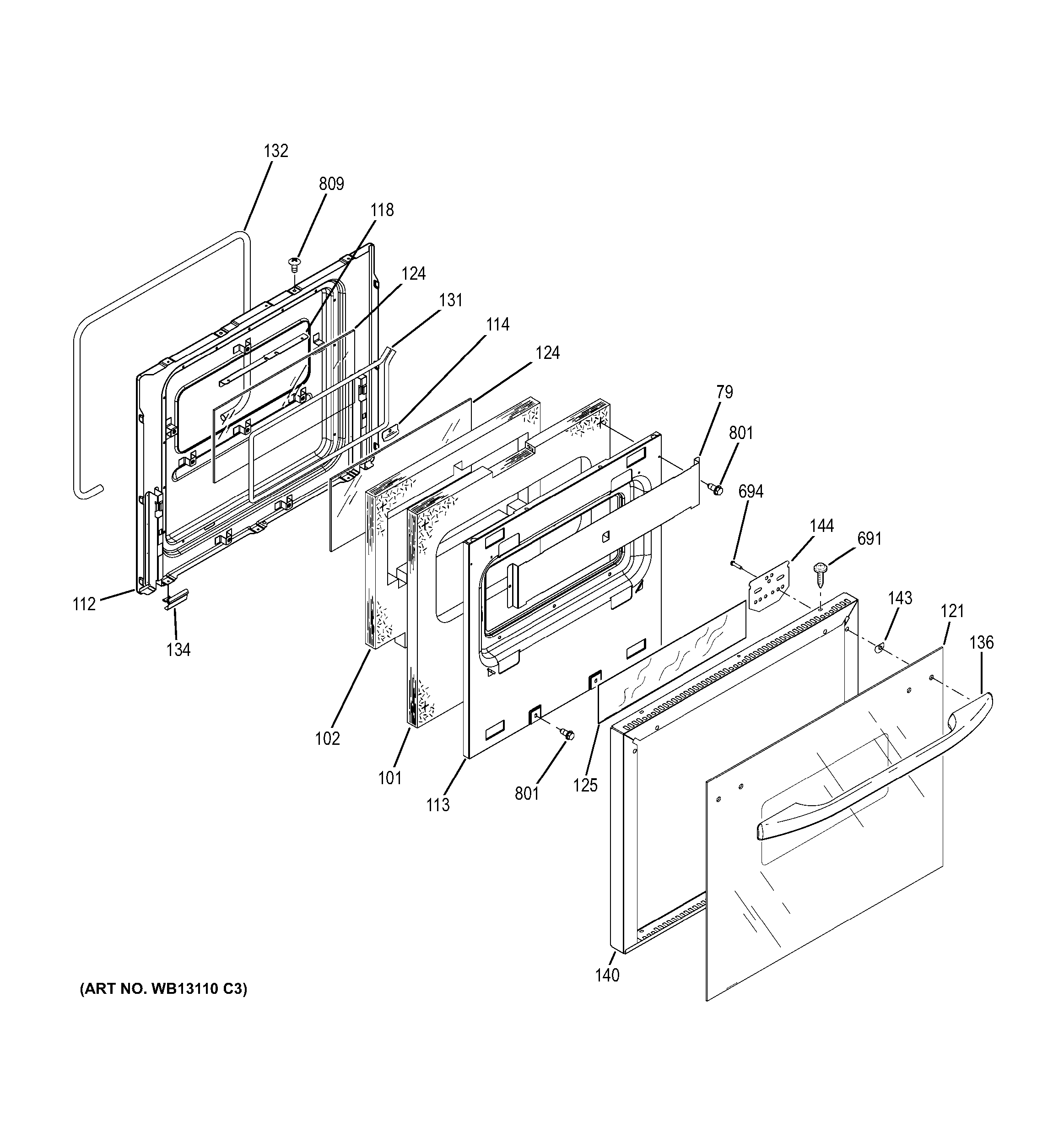 GE JRP20WJ2WW door diagram
