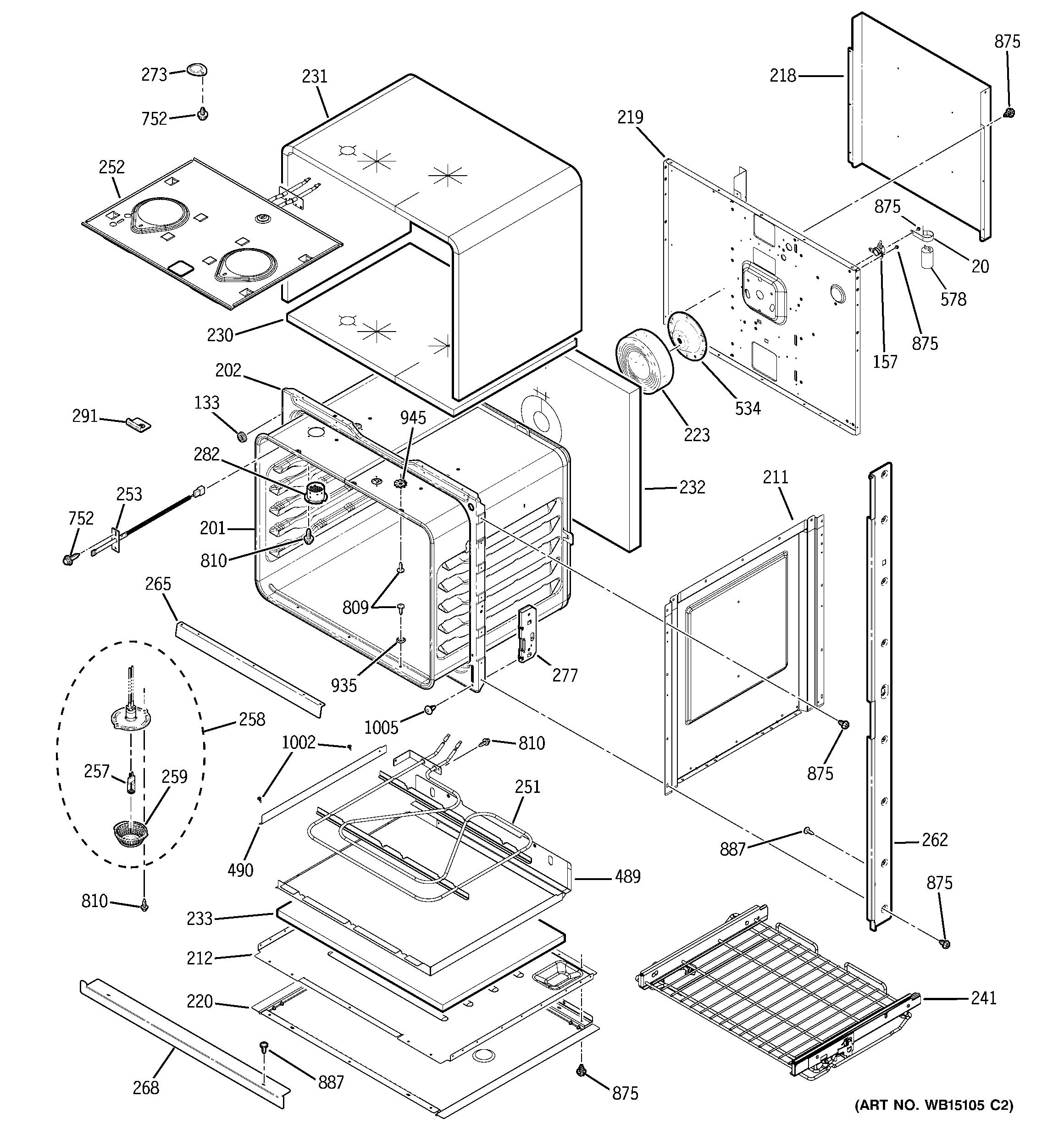 GE PT956DR2WW lower oven diagram