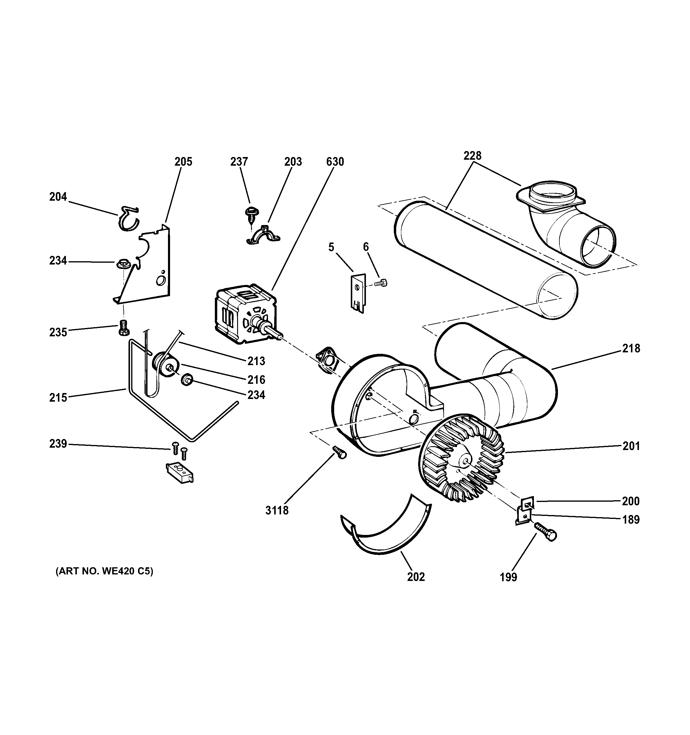 GE DSKP333EC5WW blower & motor diagram