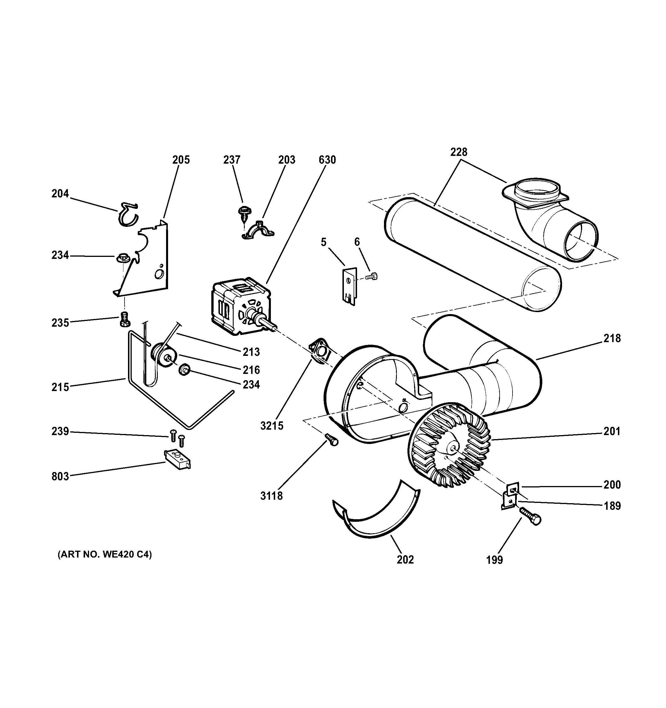 GE DSKS333EC5WW blower & motor diagram