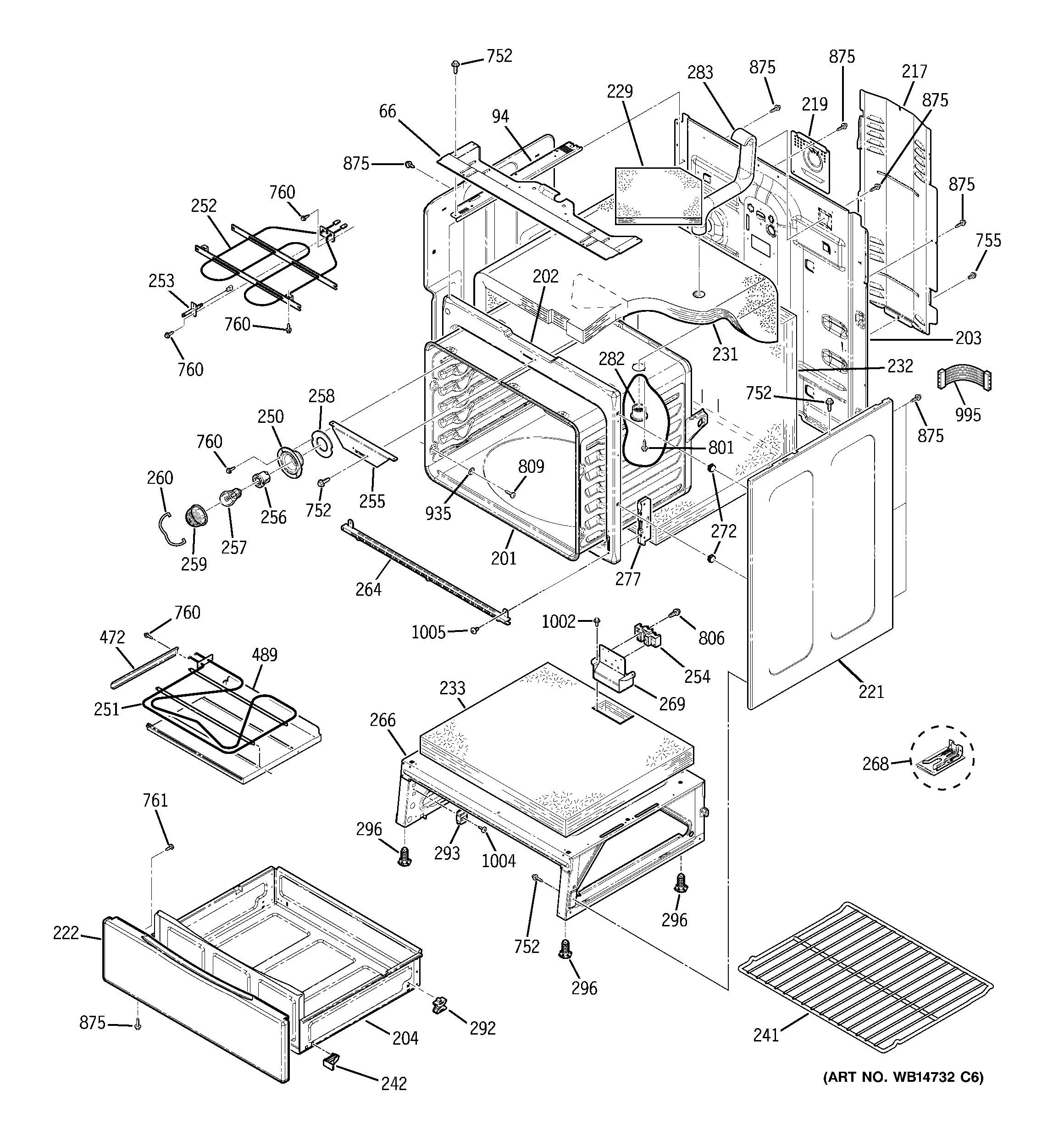 GE JB645ST1SS body parts diagram