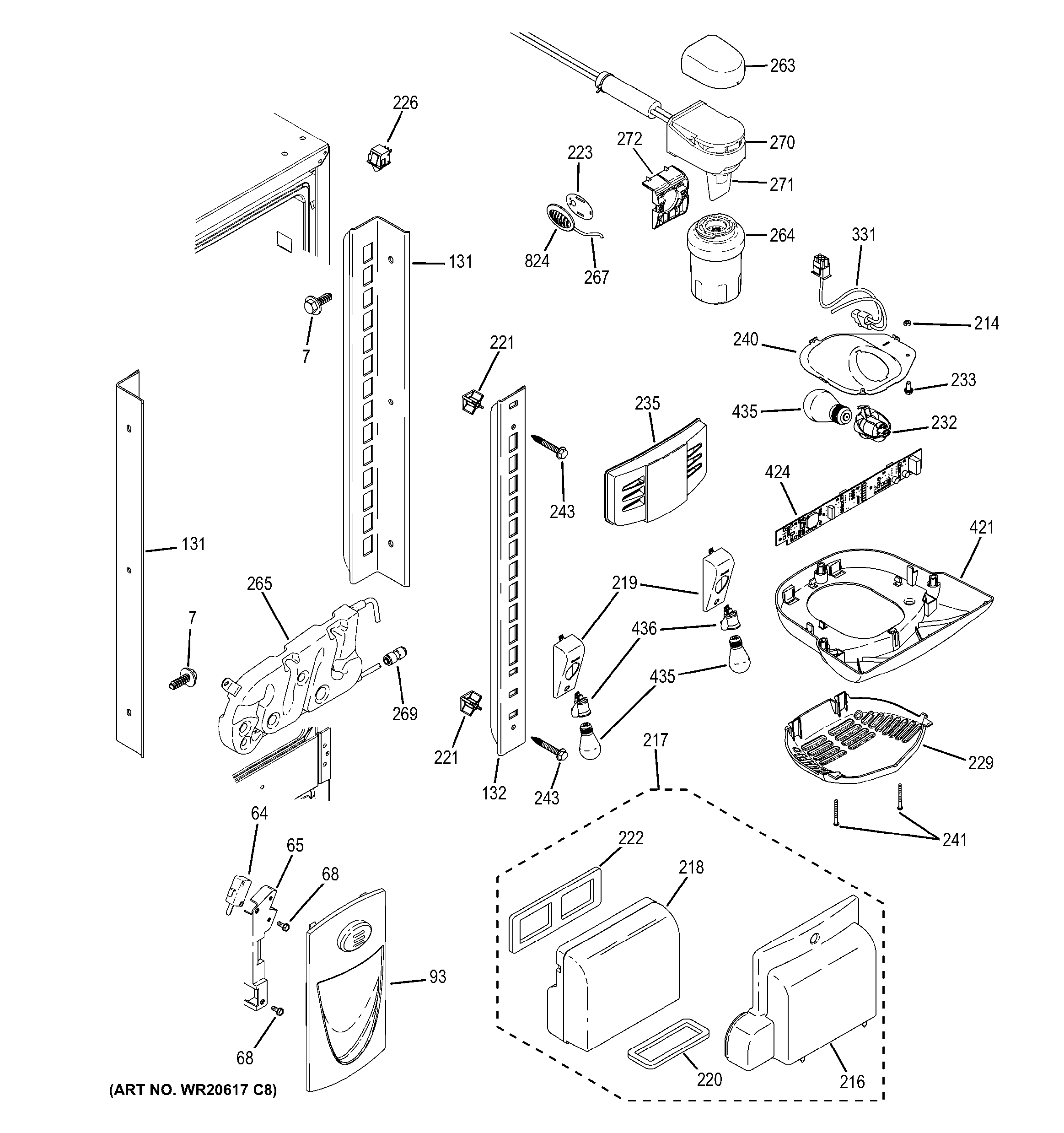 GE GNS23GGHBFWW fresh food section diagram