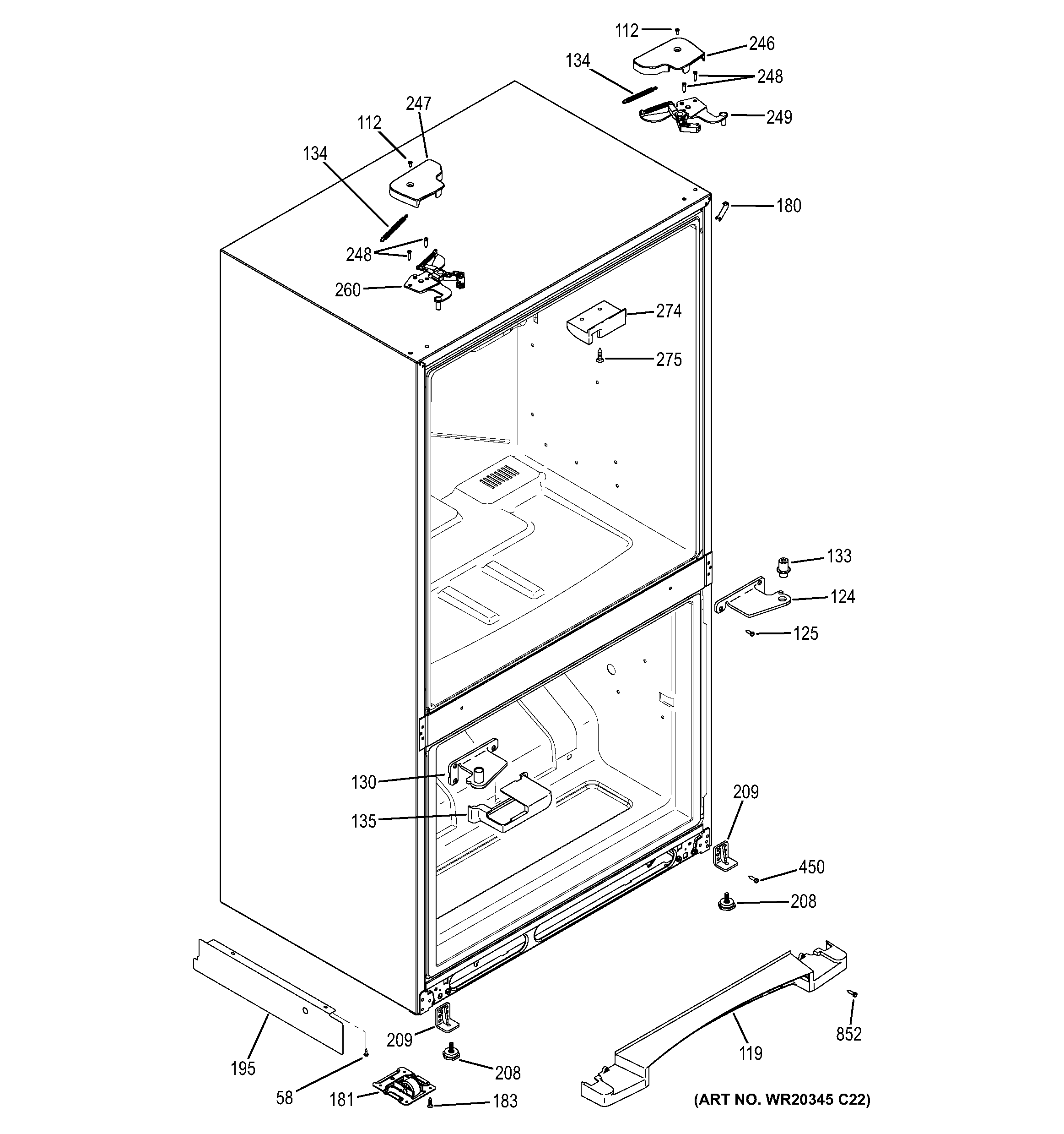 GE GNS23GGHBFWW case parts diagram