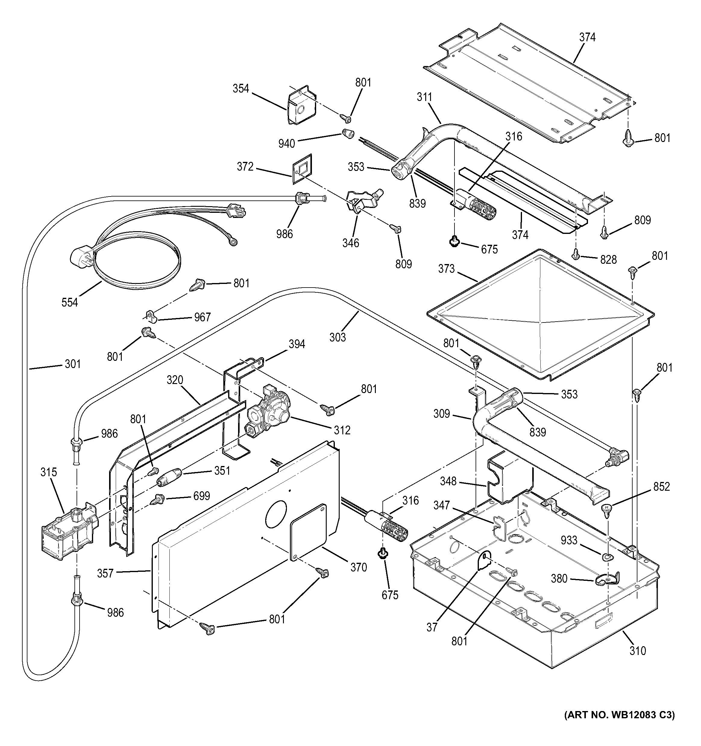 GE JGRP20SEN2SS gas & burner parts diagram