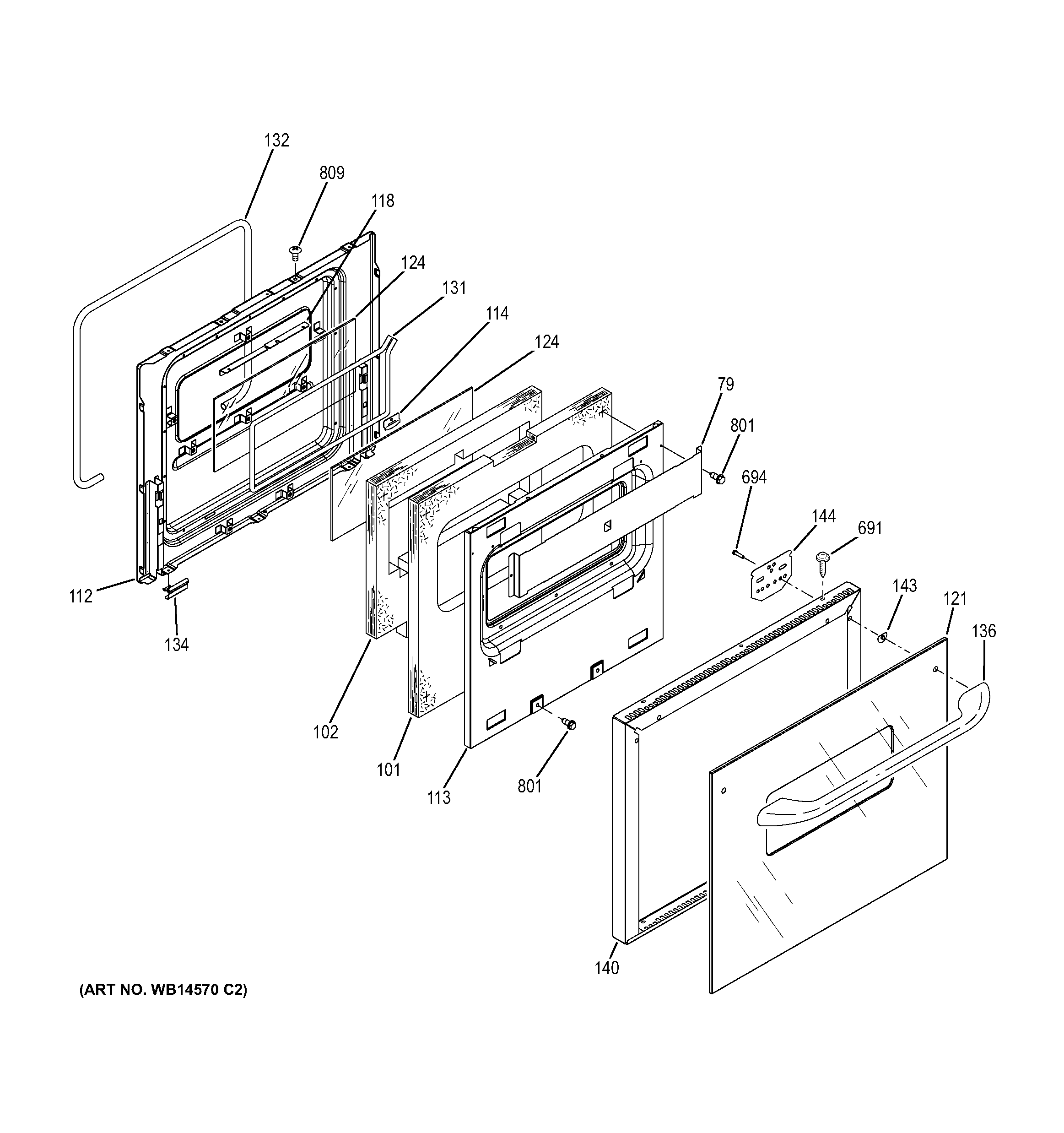 GE JGRP20SEN2SS door diagram