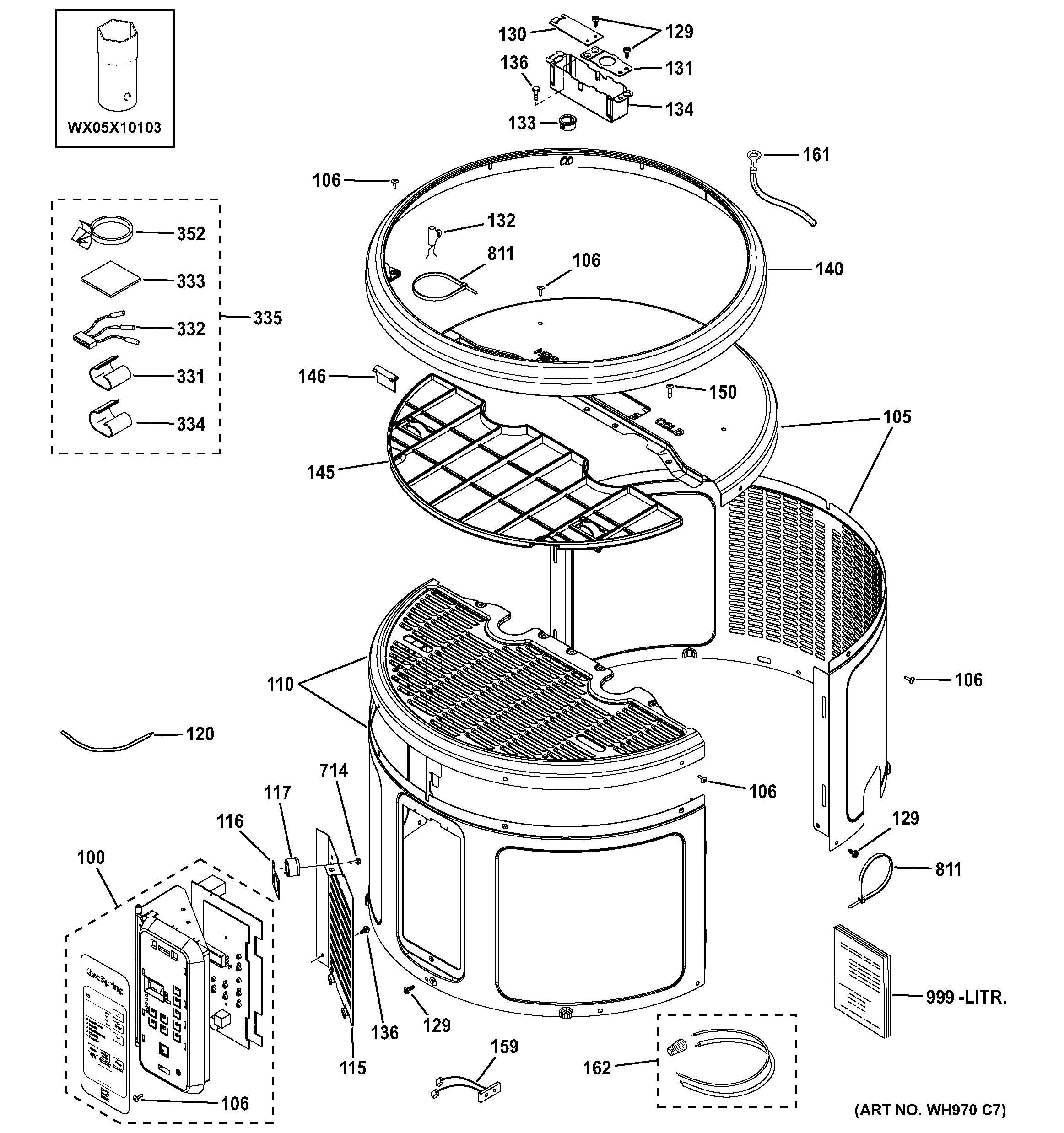GE RE2H80R6-1NCWW control panel & shroud diagram