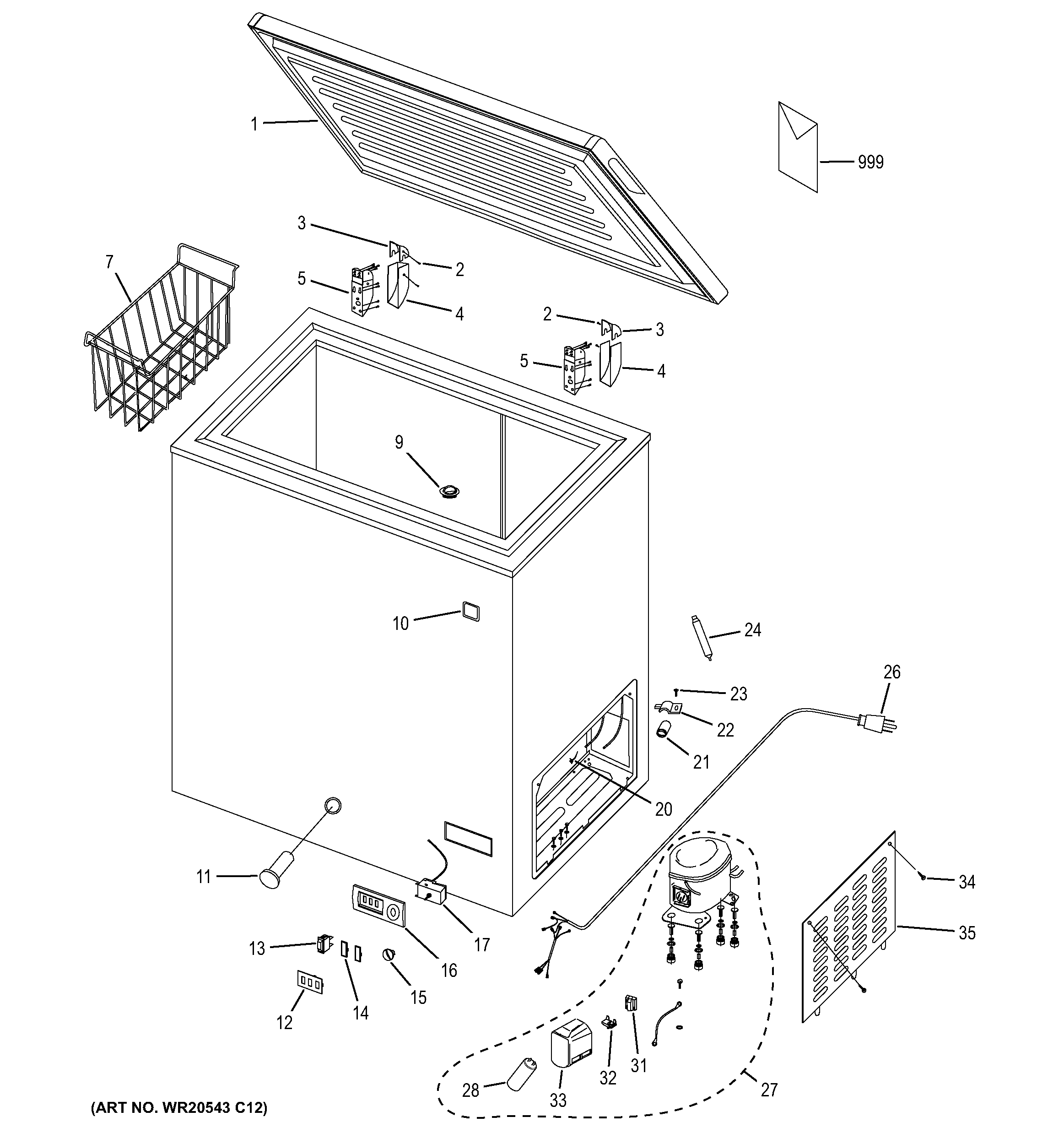 GE FCM7SUFWW freezer parts diagram