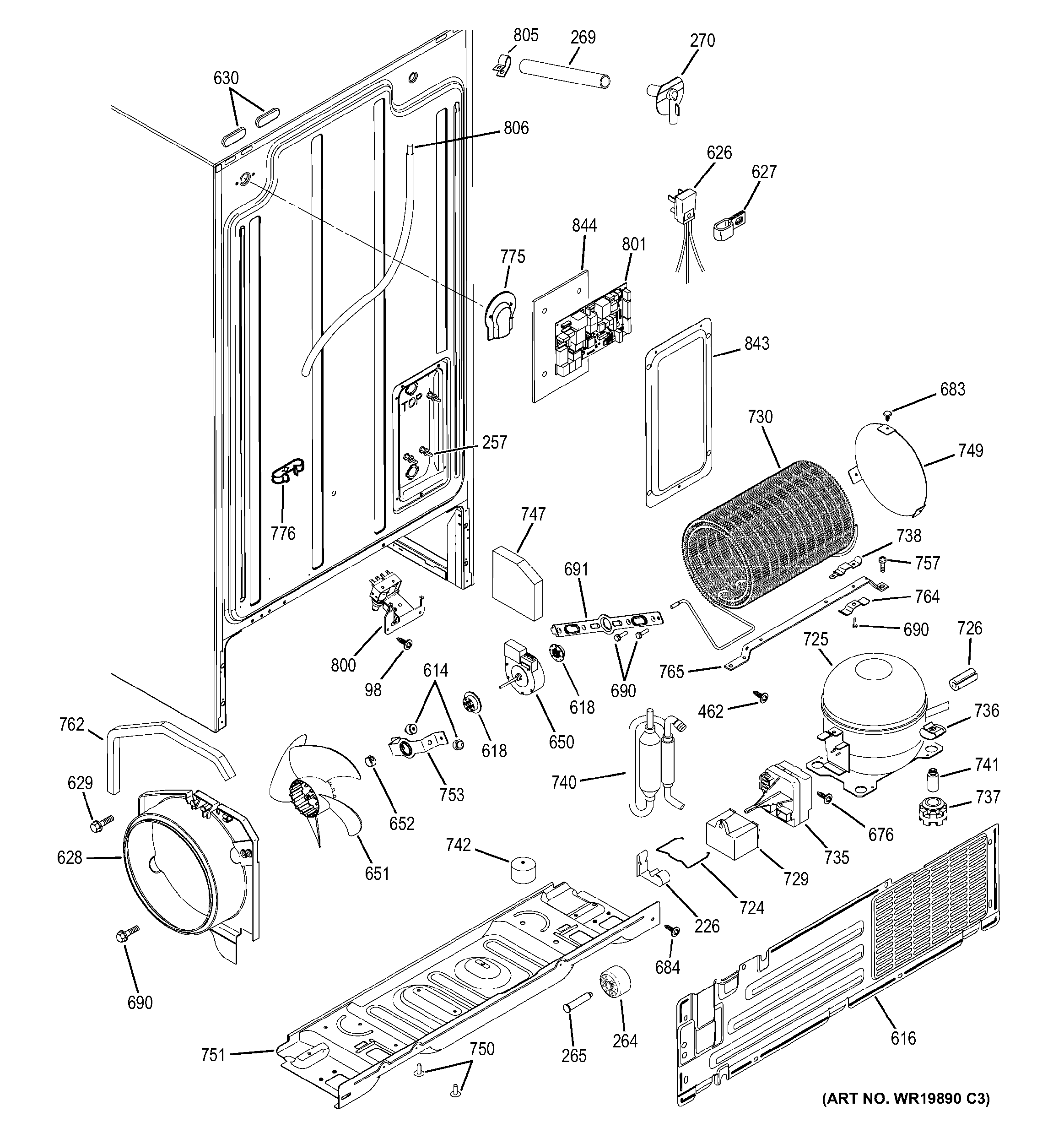 GE GSH25JFRFWW machine compartment diagram