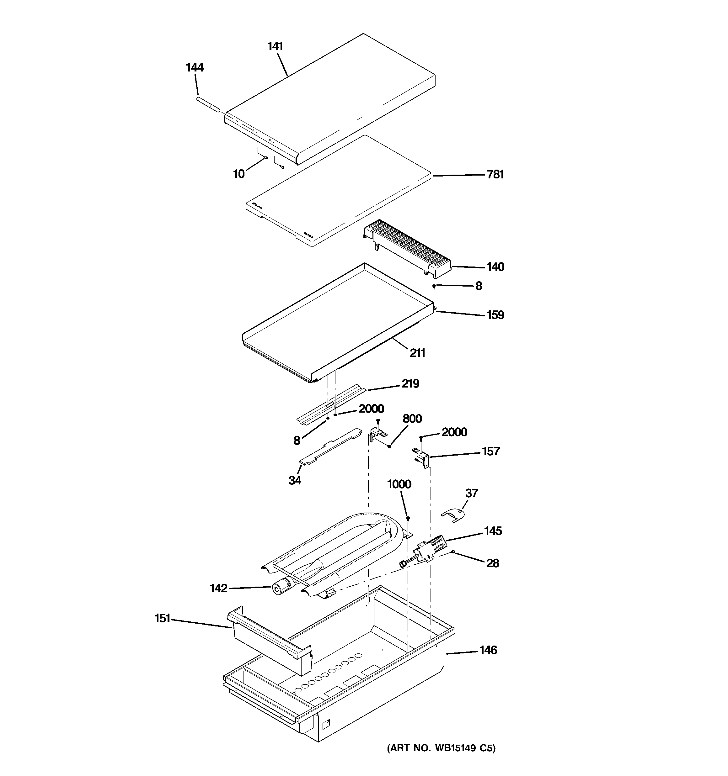 GE ZGP486LDR2SS griddle assembly diagram
