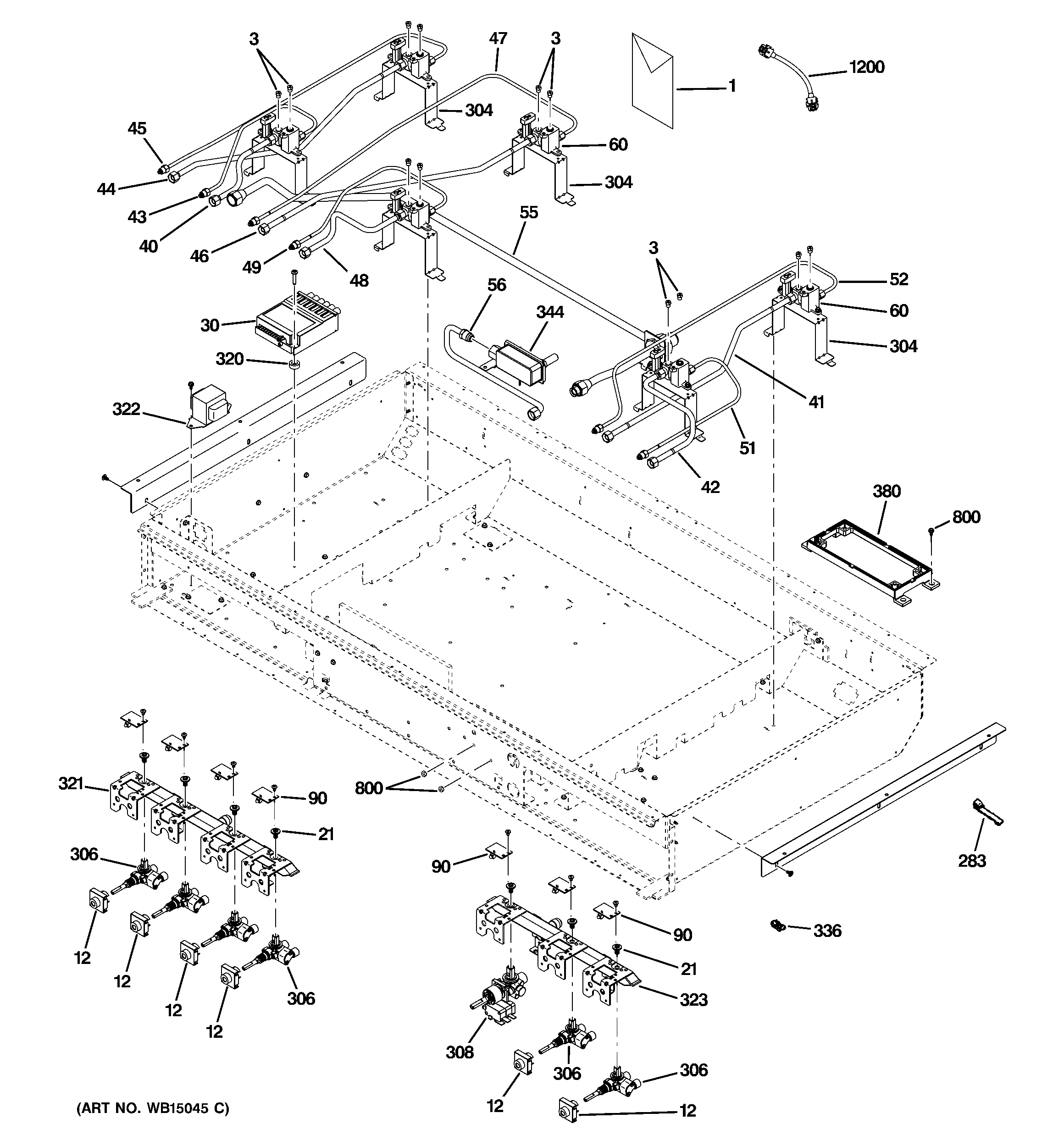 GE ZGP486LRR3SS gas & burner parts diagram